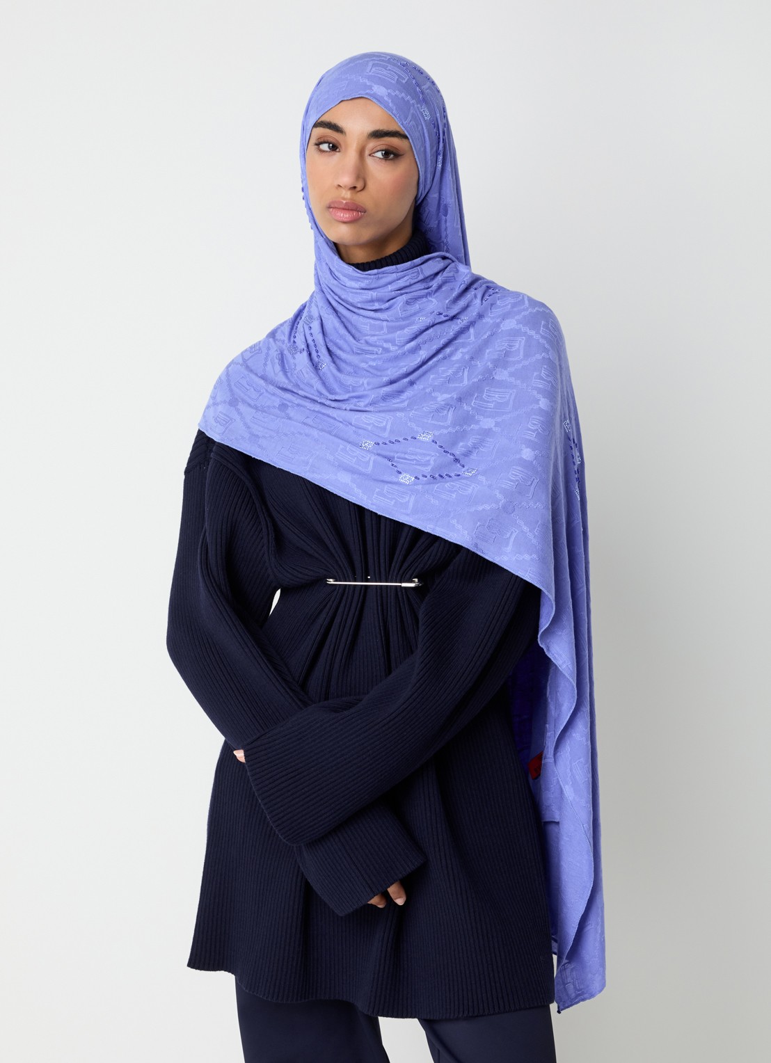 BYLIMA Enchanté sjaal met strass 200 x 75 cm  - voorkant 3 lavendel / paars