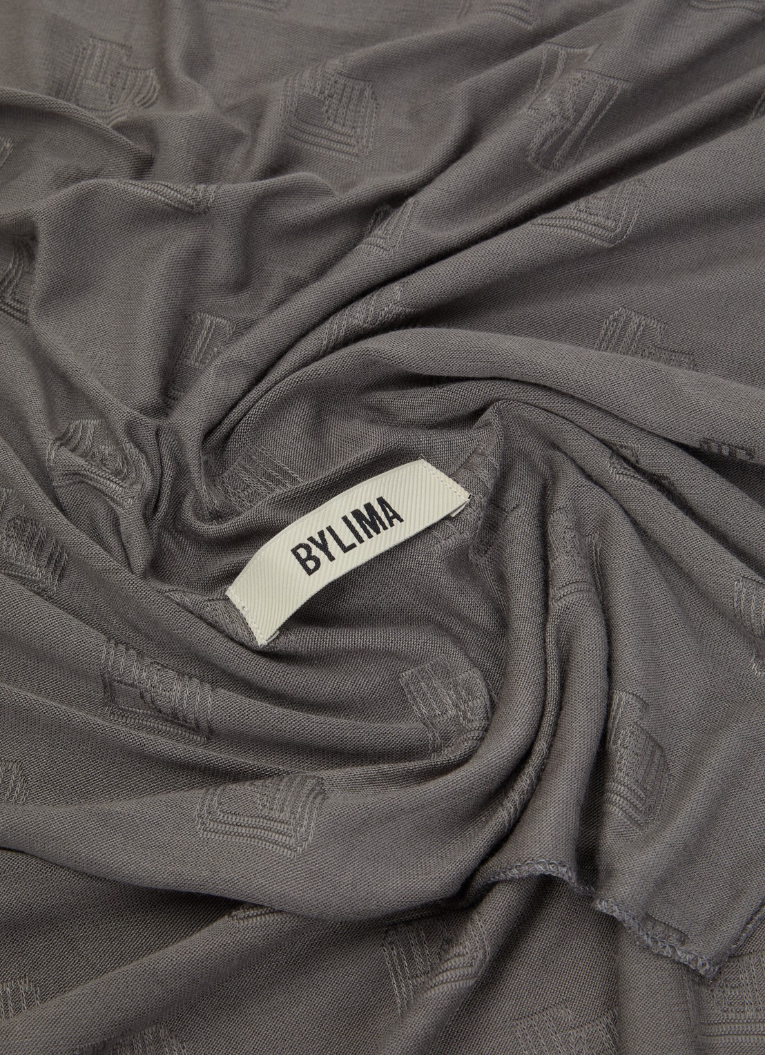 BYLIMA Framed sjaal met logoprint 80 x 200 cm  - detail 2 grijs