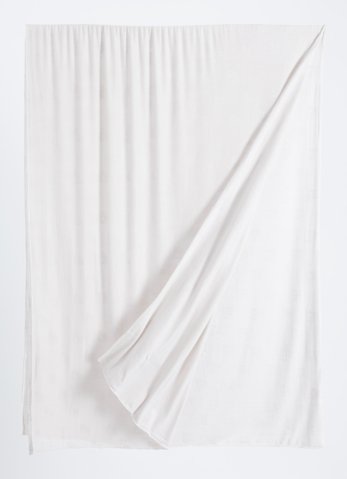 BYLIMA Framed sjaal met logoprint 80 x 200 cm  - detail creme