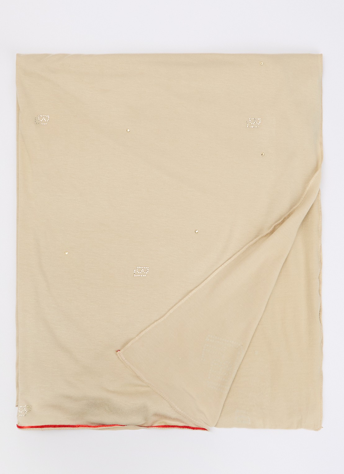BYLIMA Initials sjaal met strass 180 x 75 cm - voorkant 3 donkerbeige