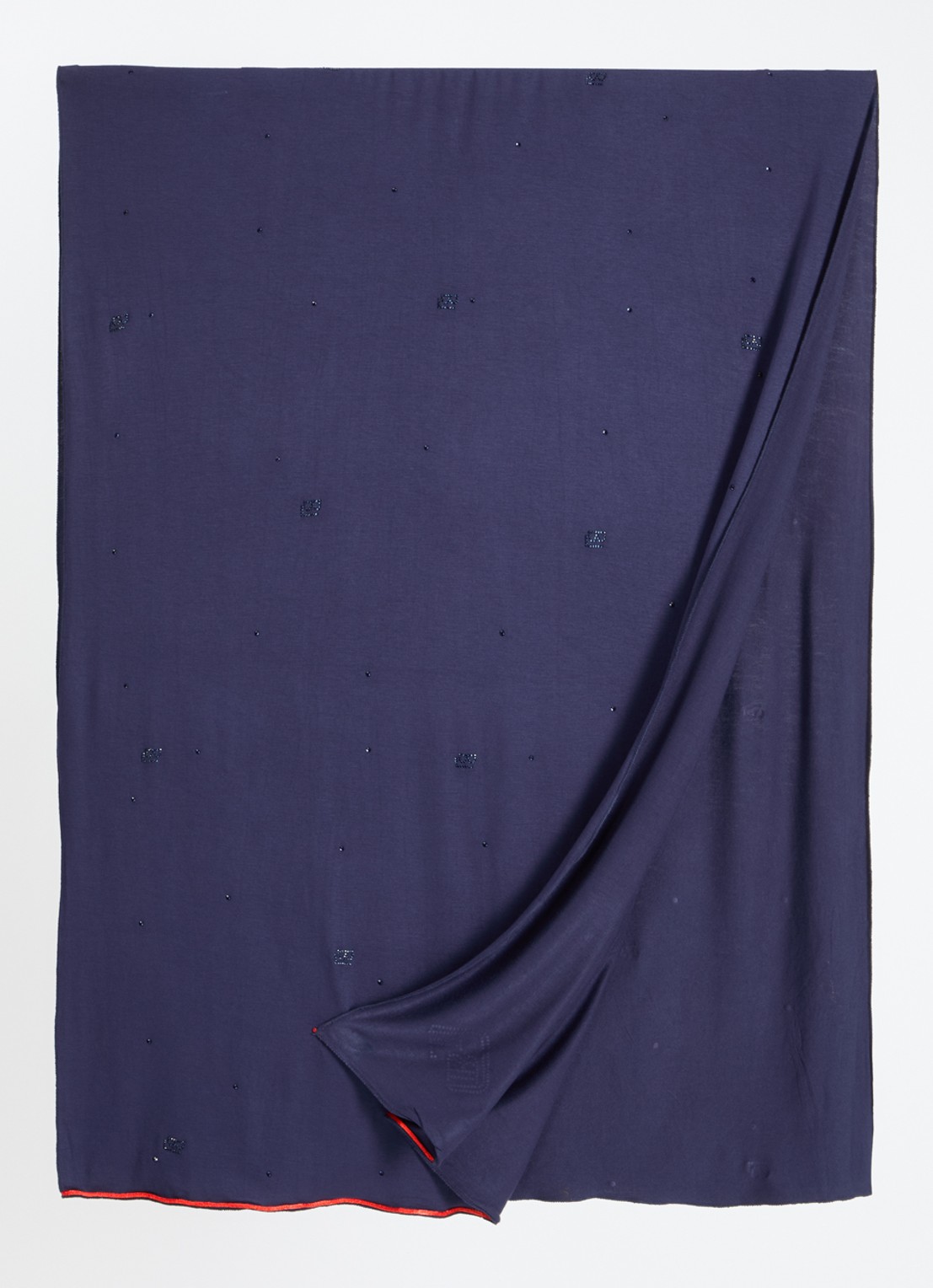 BYLIMA Initials sjaal met strass 180 x 75 cm - detail dark blue / blauw