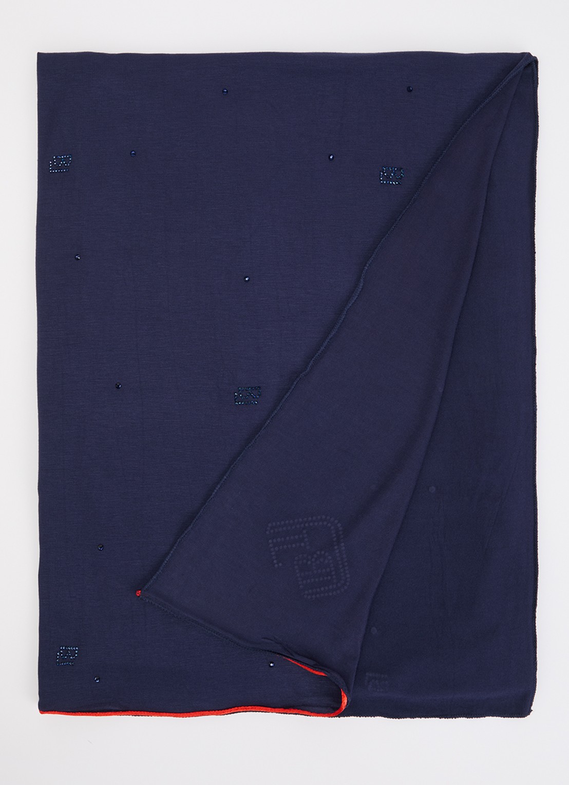 BYLIMA Initials sjaal met strass 180 x 75 cm - voorkant 3 dark blue / blauw
