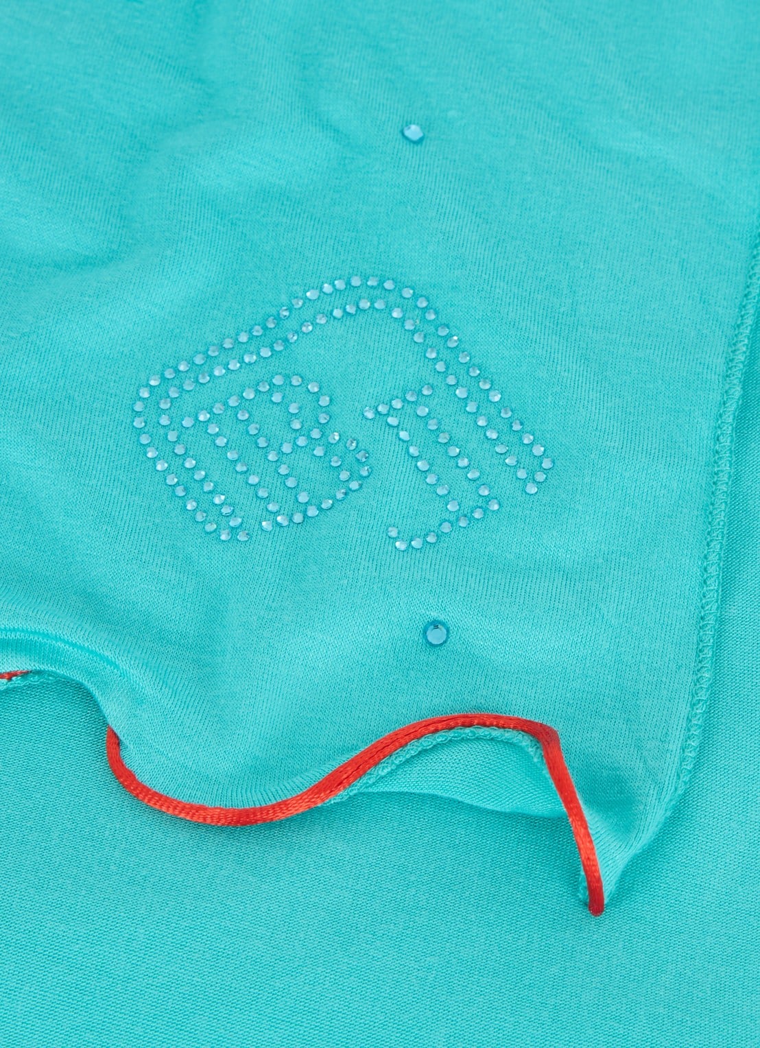 BYLIMA Initials sjaal met strass 180 x 75 cm - detail 4 turquoise