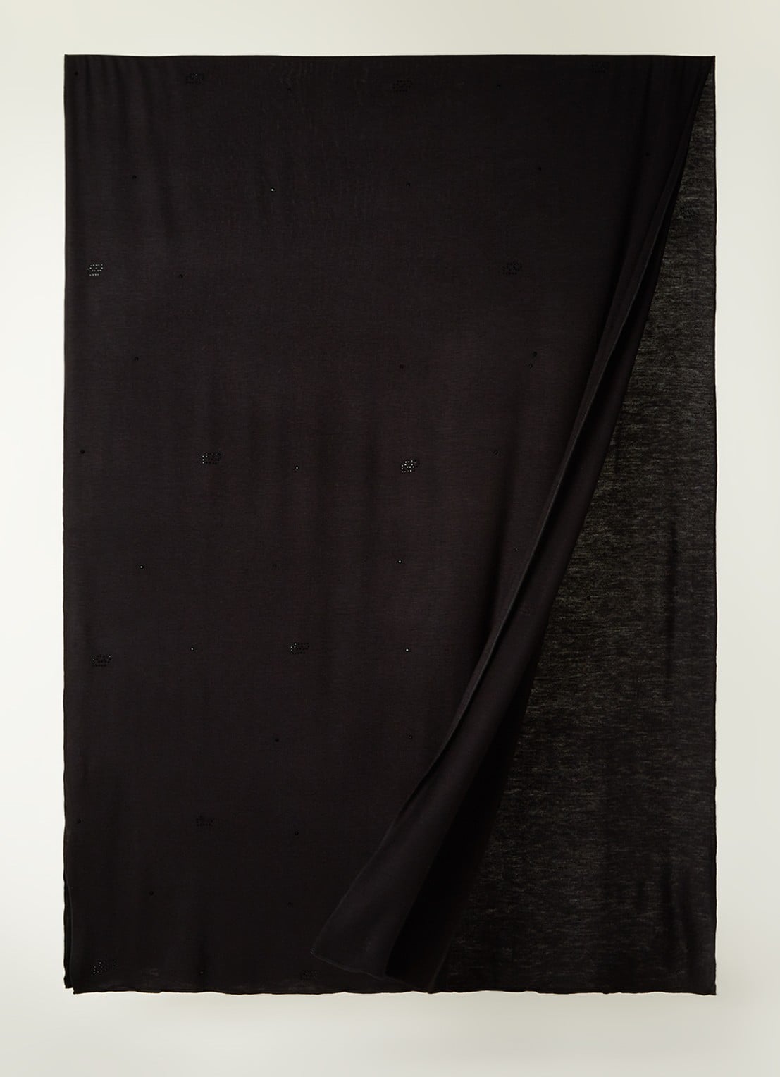BYLIMA Initials sjaal met strass 190 x 60 cm - detail black / zwart