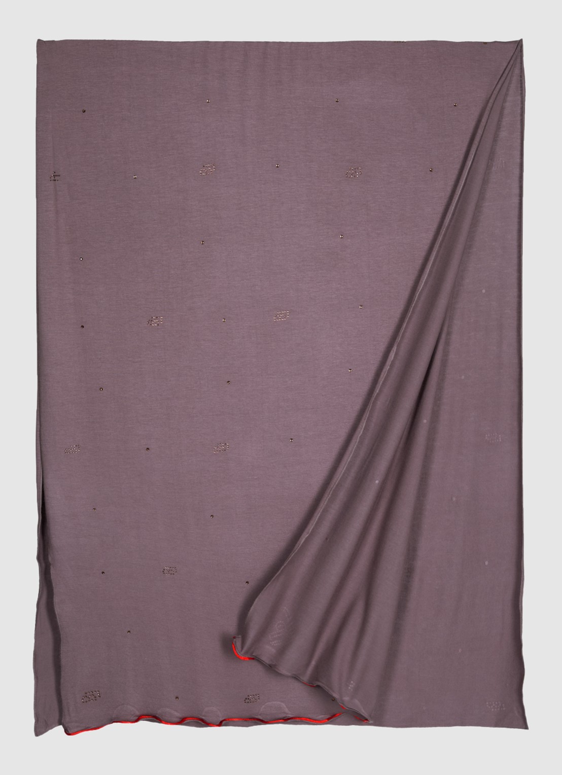 BYLIMA Initials sjaal met strass 190 x 60 cm - detail 3 taupe / taupe