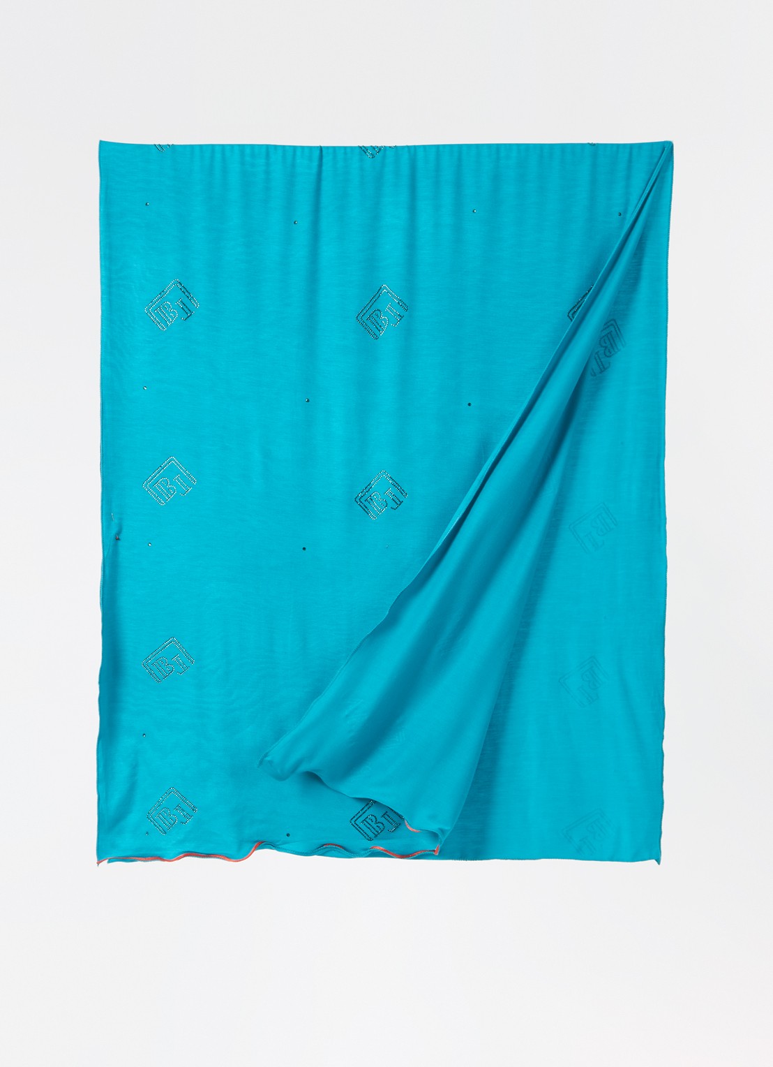 BYLIMA Monostamp sjaal met logo 180 x 75 cm - detail turquoise