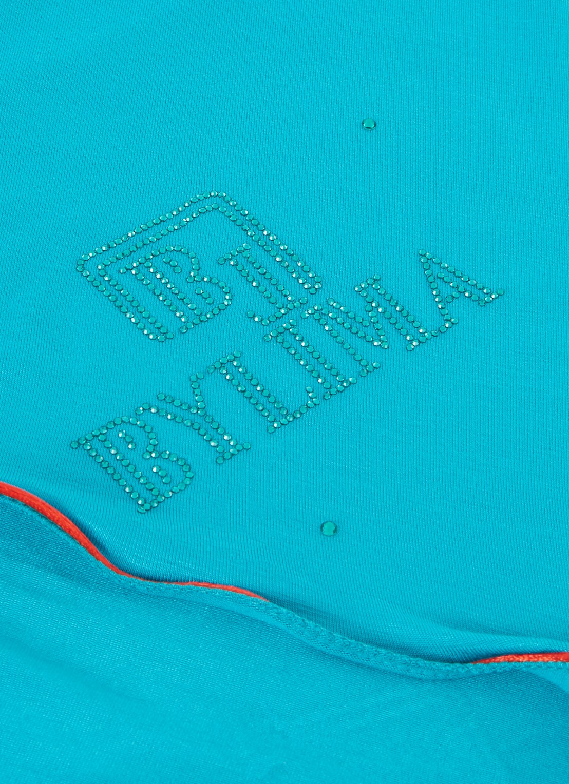 BYLIMA Monostamp sjaal met logo 180 x 75 cm - detail 2 turquoise