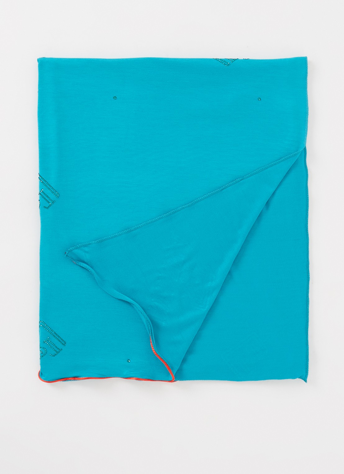 BYLIMA Monostamp sjaal met logo 180 x 75 cm - voorkant 3 turquoise