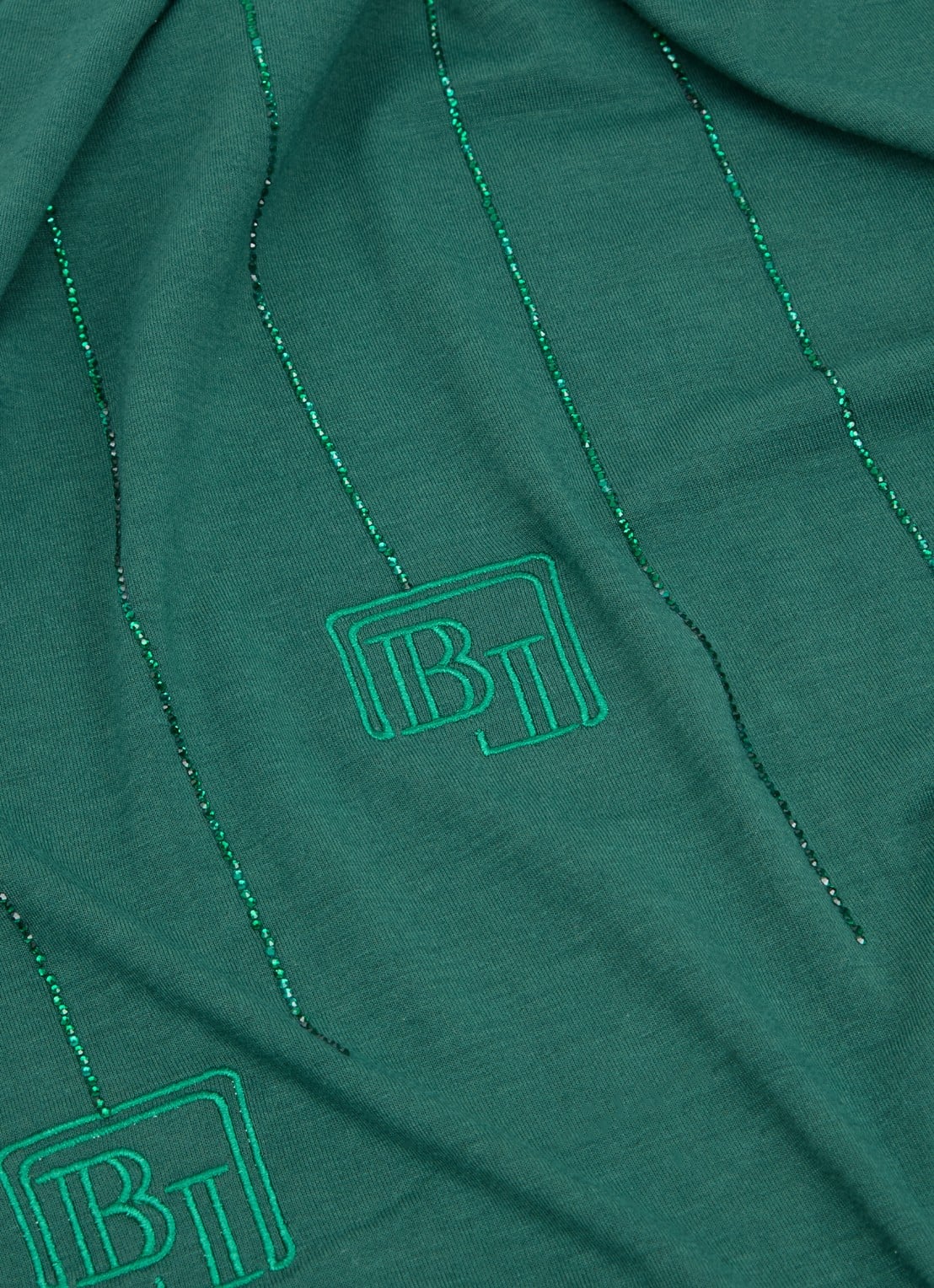 BYLIMA Ricamo sjaal met  logoborduring en strass 75 x 200 cm - detail 2 donkergroen