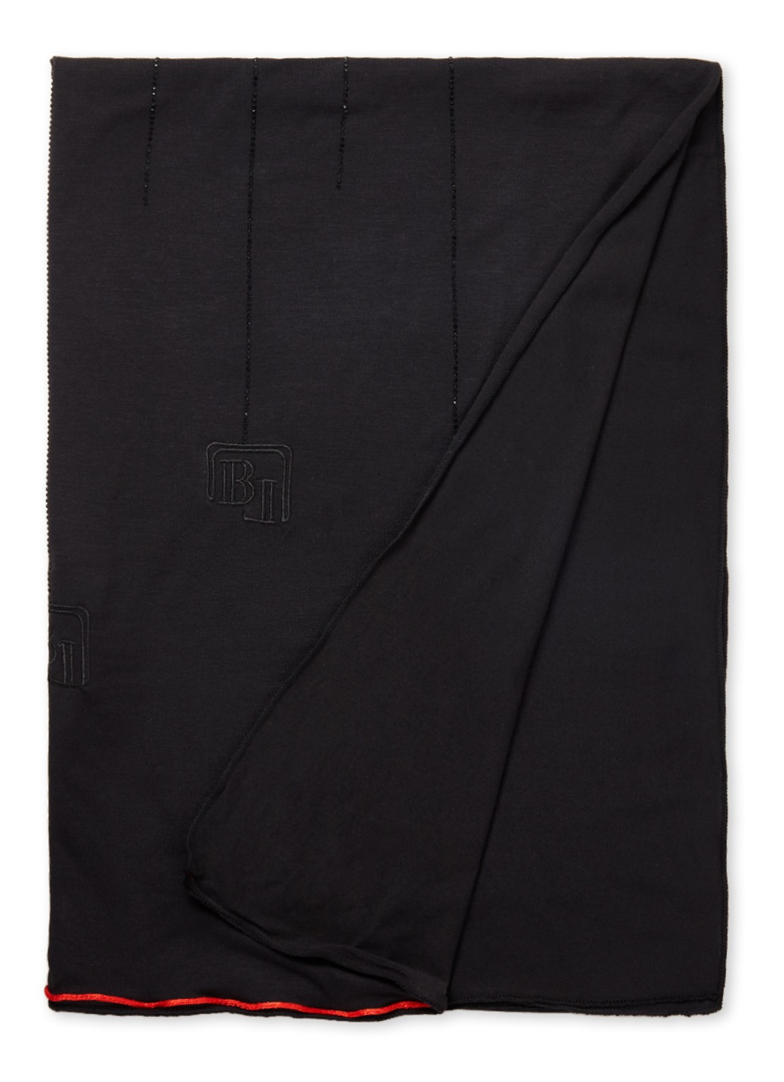 BYLIMA Ricamo sjaal met strass 200 x 75 cm - voorkant black black / zwart