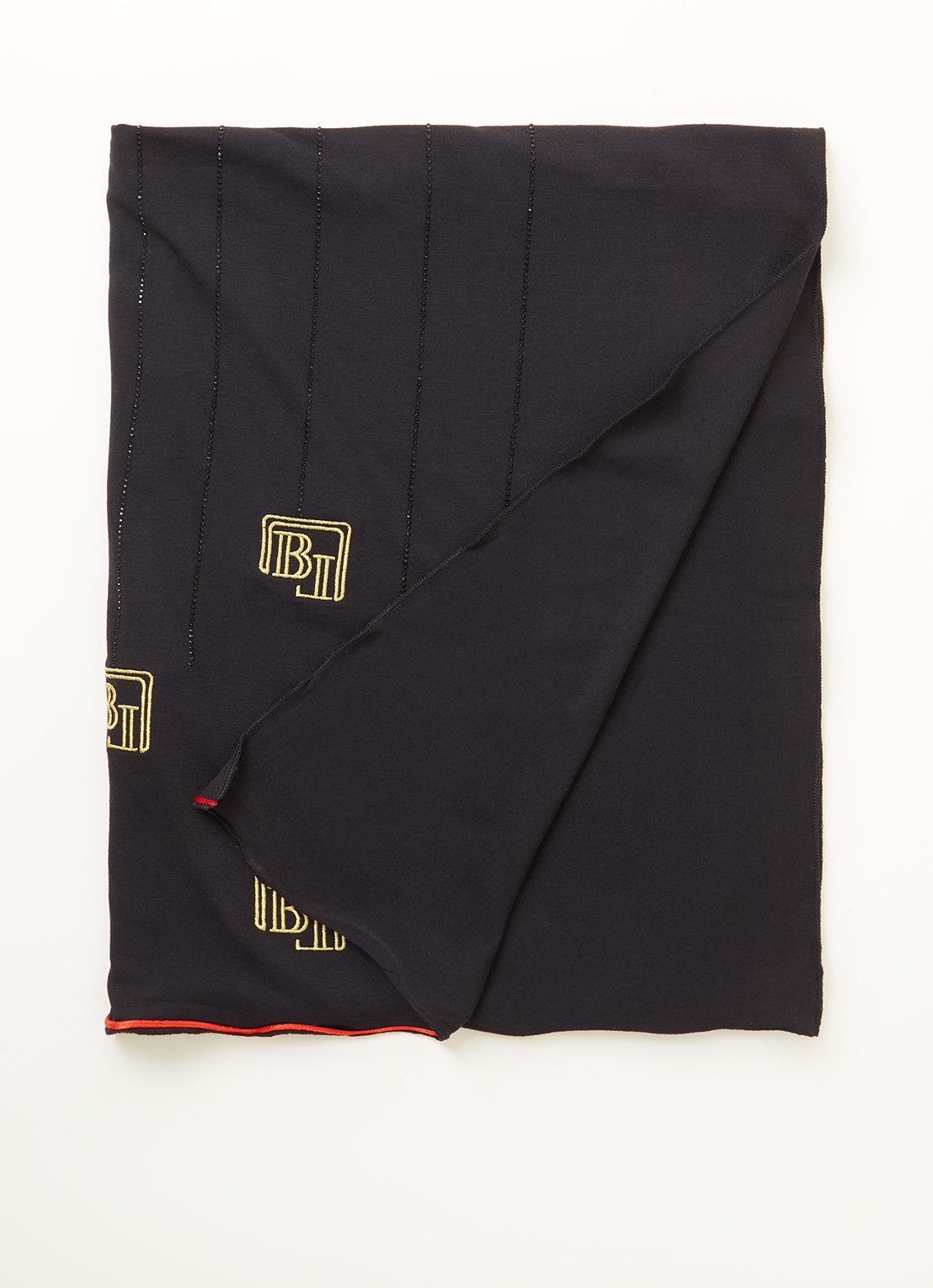 BYLIMA Ricamo sjaal met strass 200 x 75 cm - voorkant black gold / goud