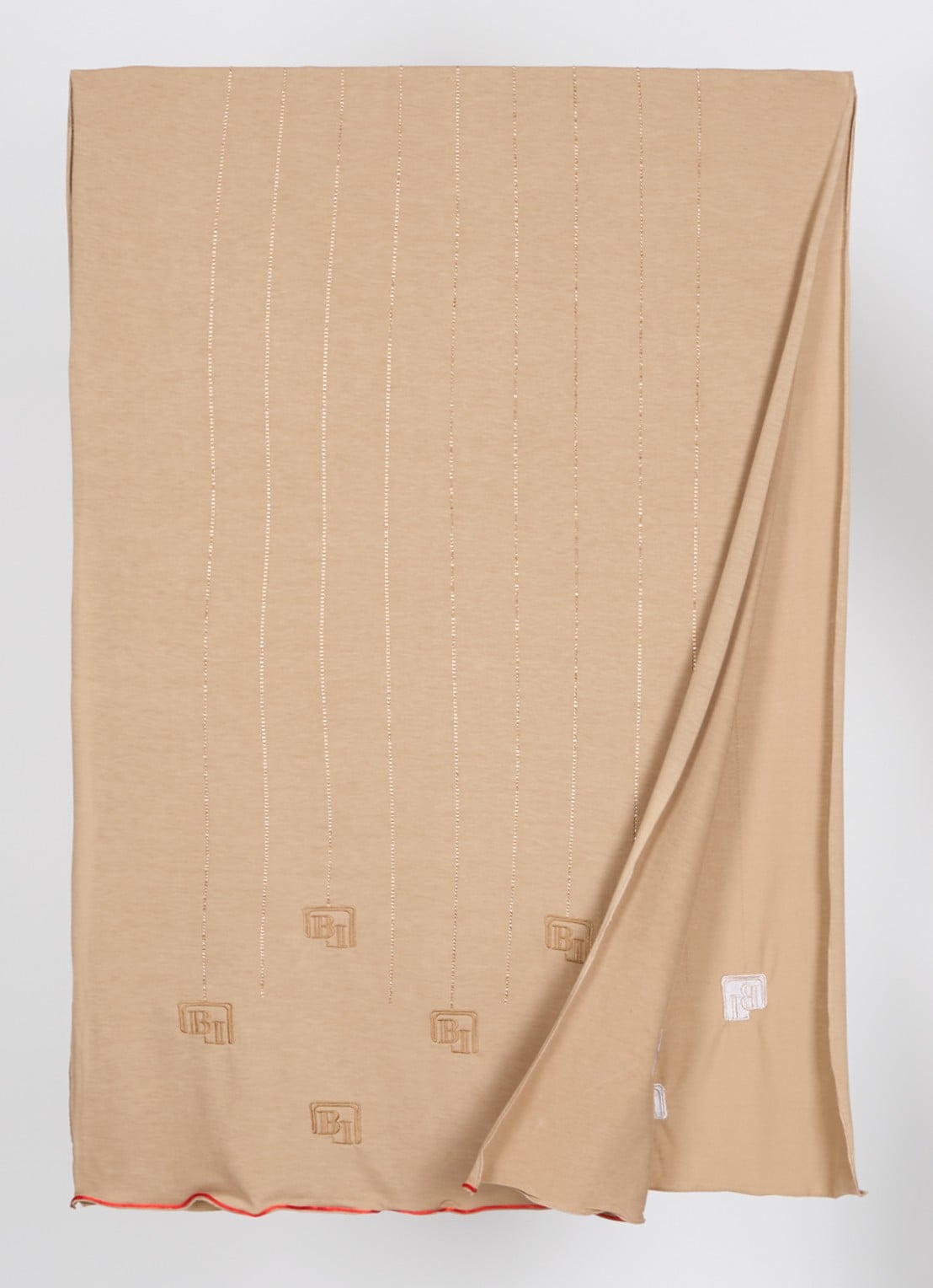BYLIMA Ricamo sjaal met strass 200 x 75 cm - detail beige
