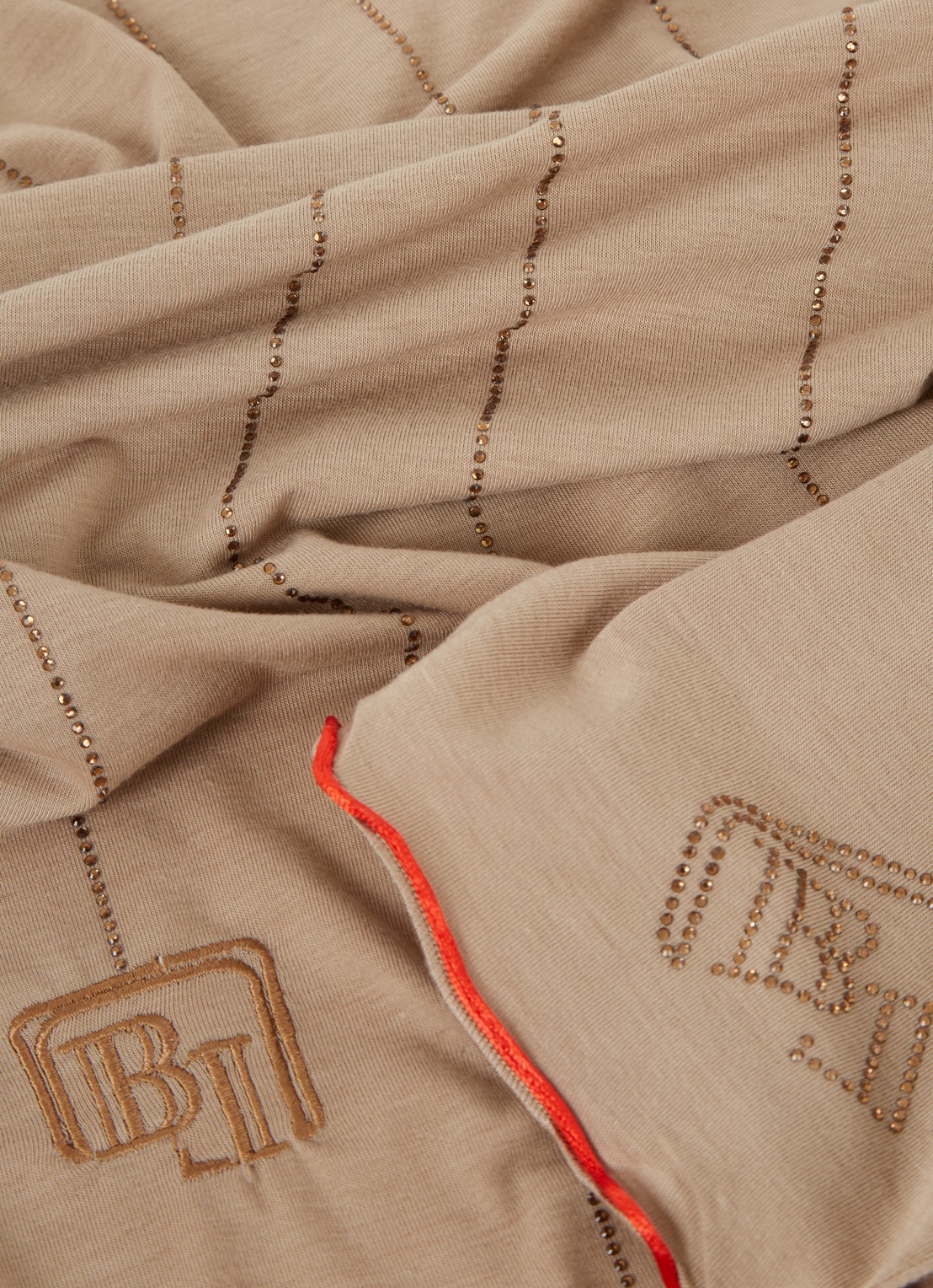BYLIMA Ricamo sjaal met strass 200 x 75 cm - detail 2 beige