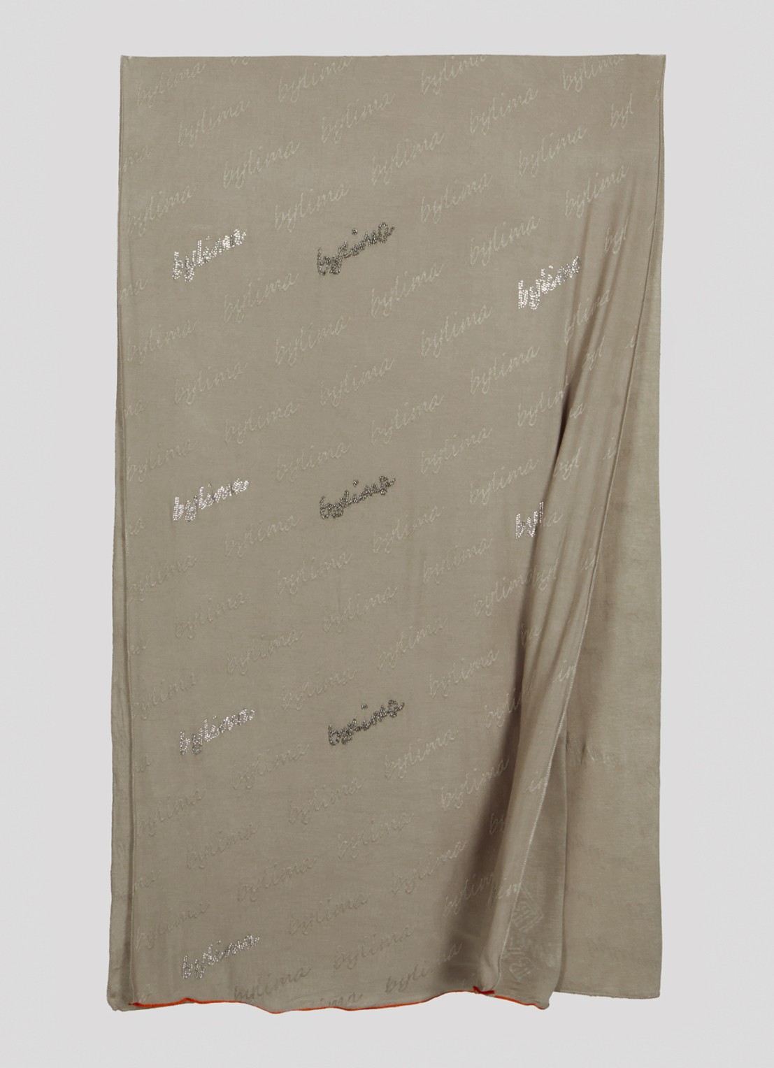 BYLIMA Signature sjaal 200 x 75 cm - detail khaki