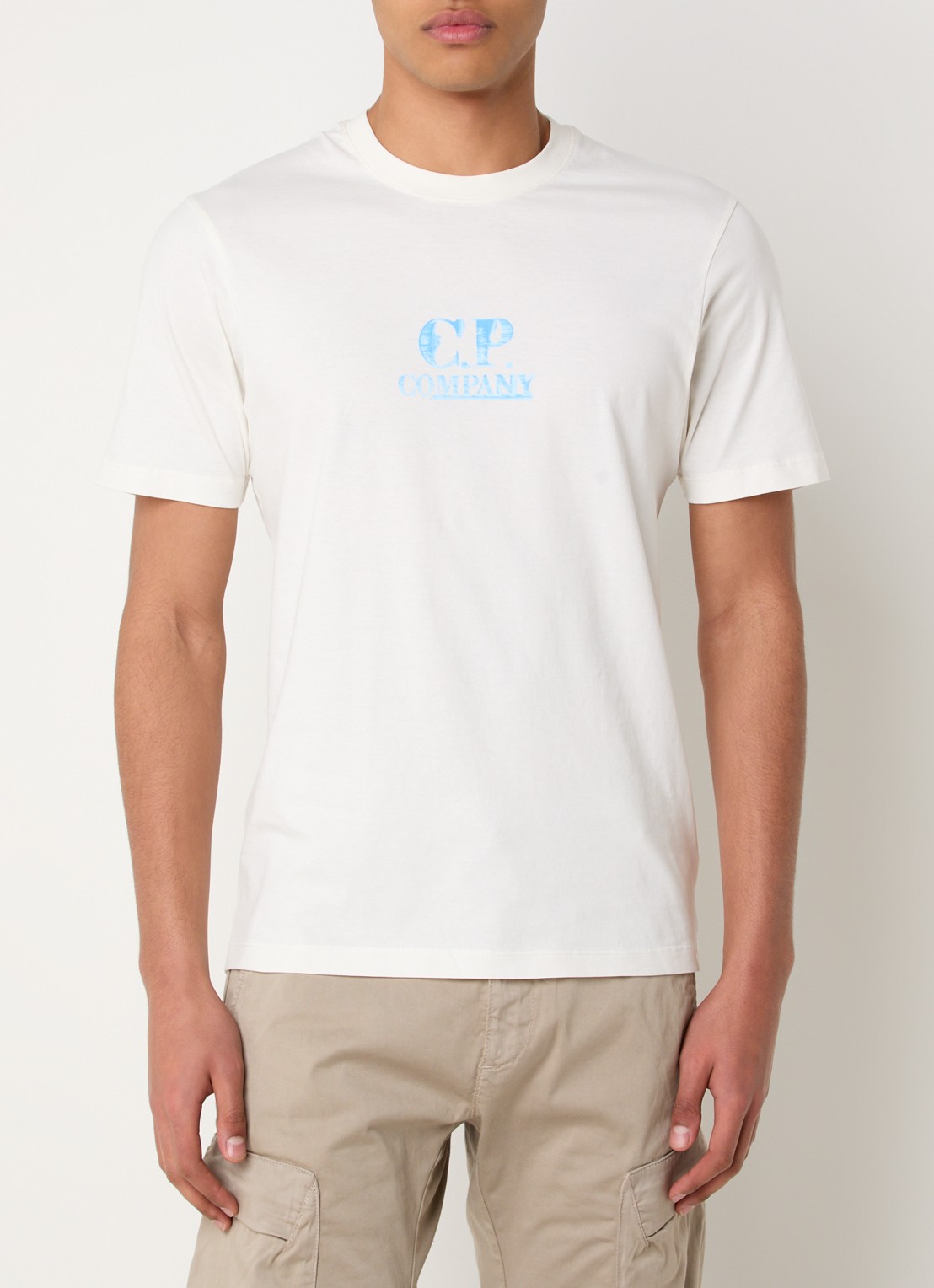 C.P. Company 30/1 T-shirt met logo- en backprint - achterkant 4 gebroken wit