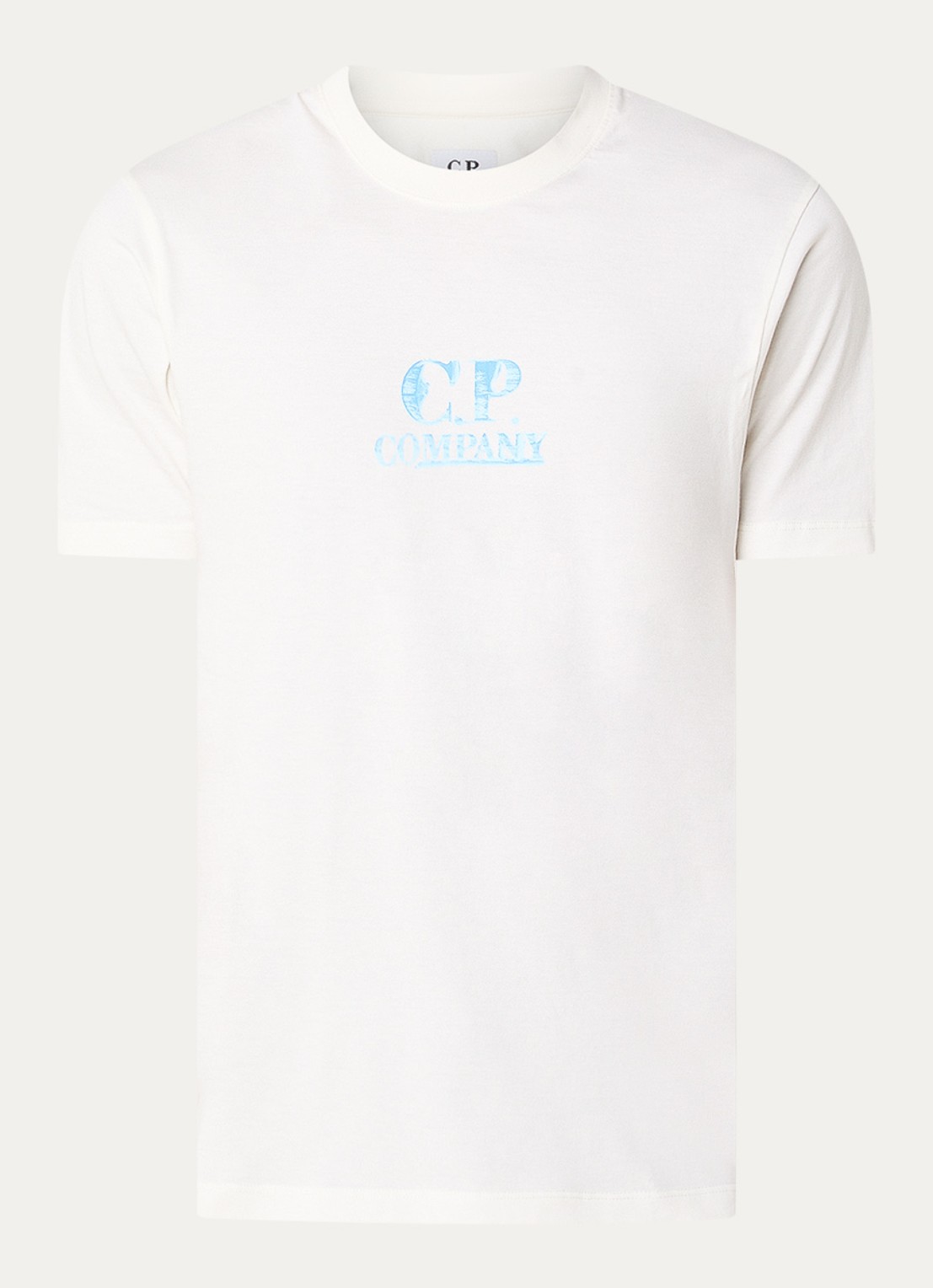 C.P. Company 30/1 T-shirt met logo- en backprint - voorkant gebroken wit