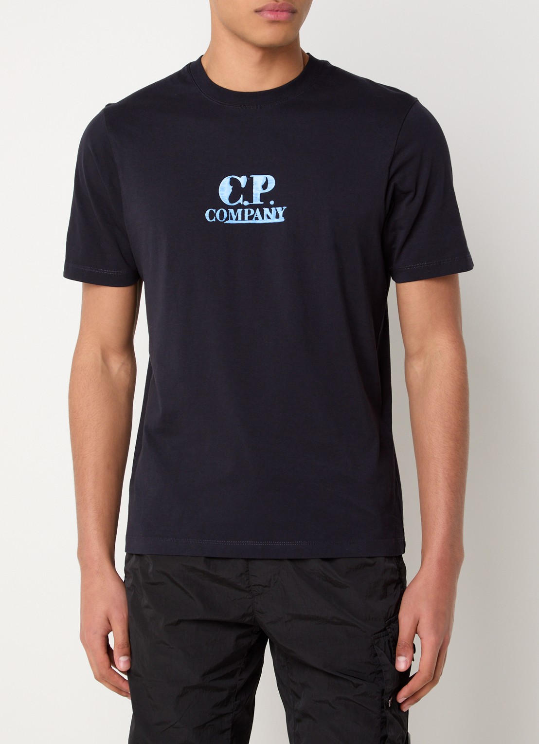 C.P. Company 30/1 T-shirt met logo- en backprint - achterkant 4 donkerblauw