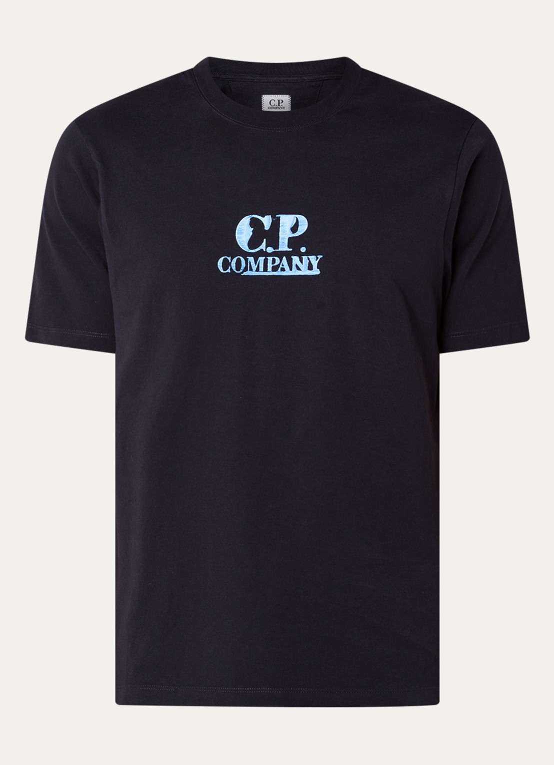 C.P. Company 30/1 T-shirt met logo- en backprint - voorkant donkerblauw