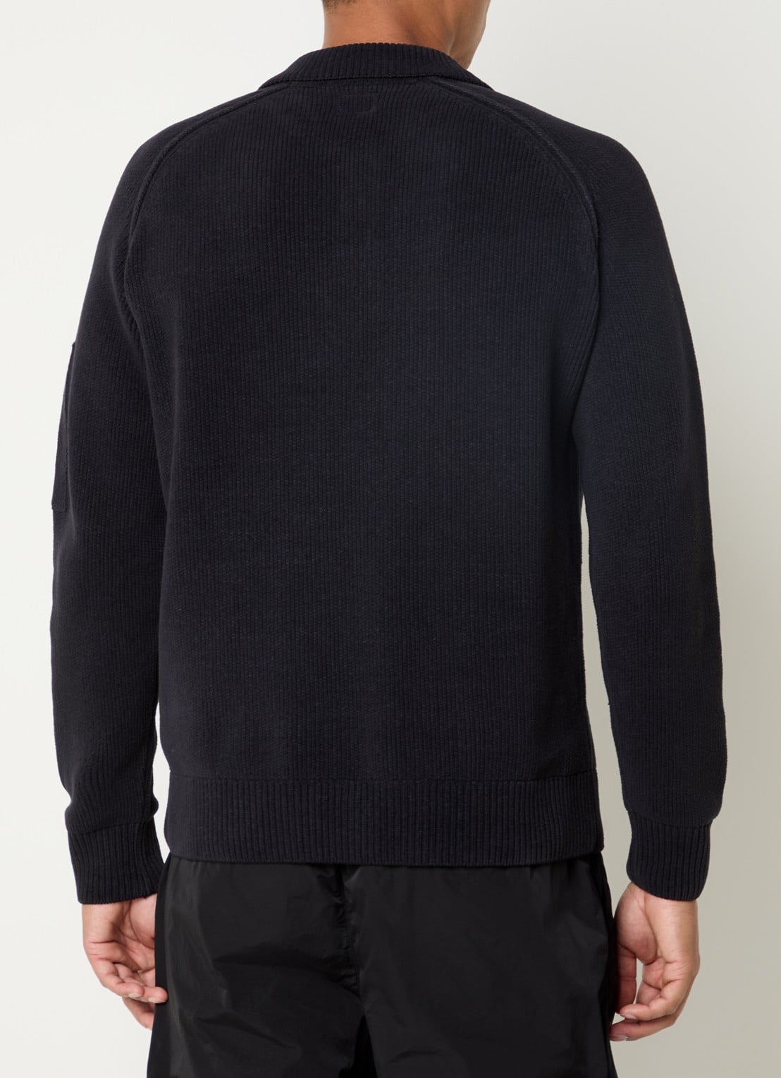 C.P. Company Chenille grofgebreide trui met logo - achterkant 4 blauw