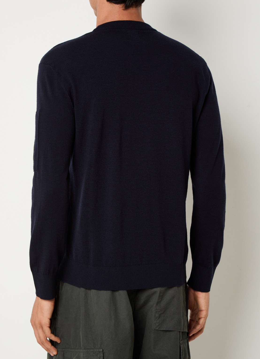 C.P. Company Fijngebreide pullover in wolblend met ritszak - achterkant zwart