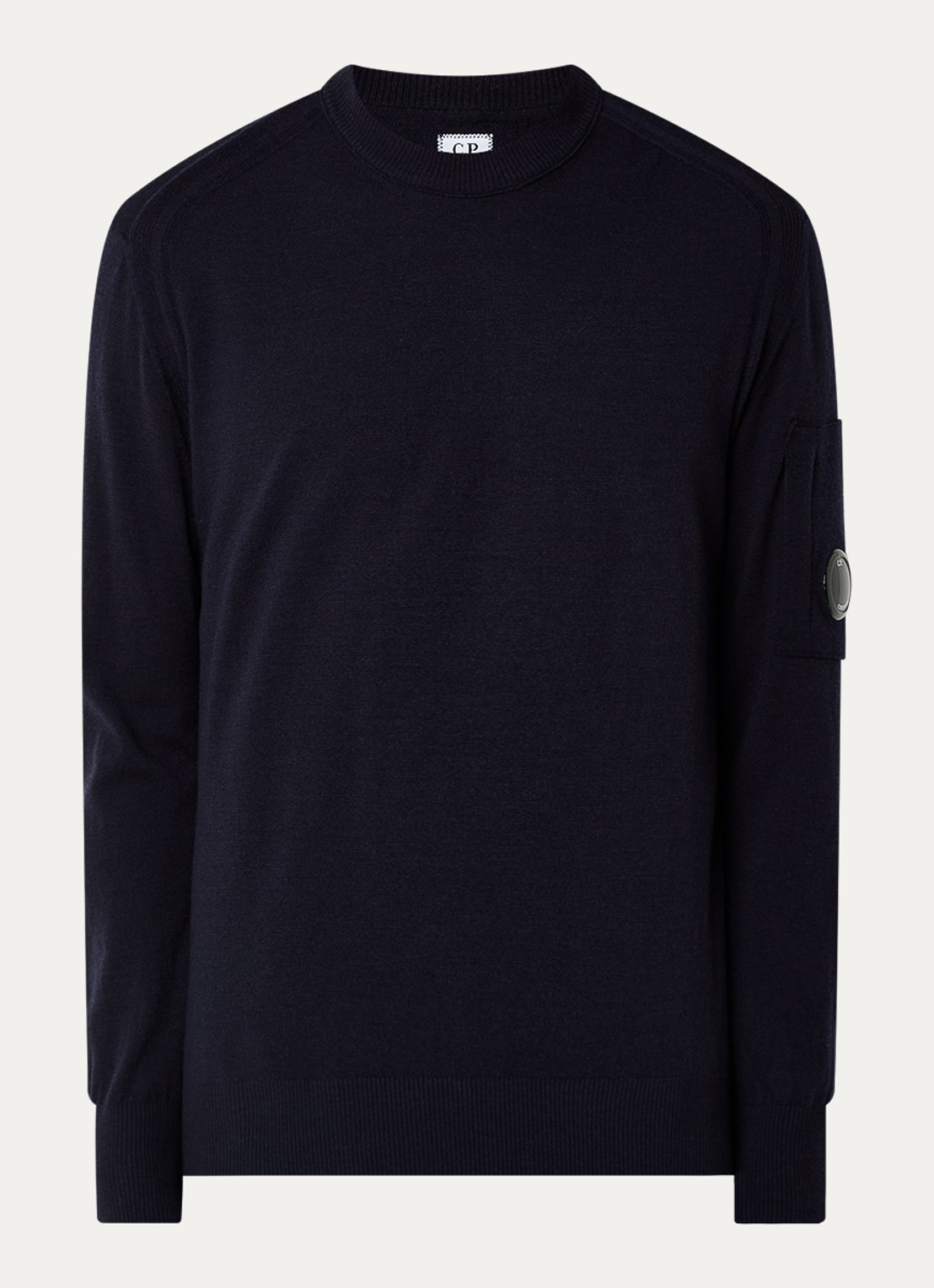 C.P. Company Fijngebreide pullover in wolblend met ritszak - voorkant 3 zwart