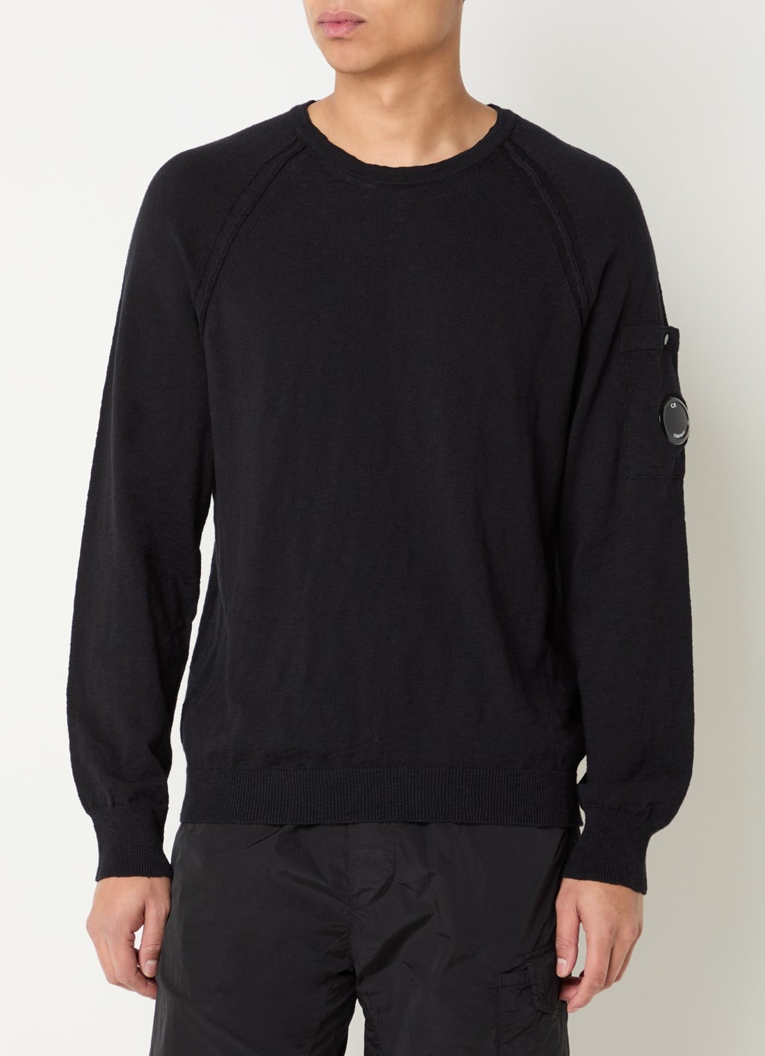C.P. Company Fijngebreide pullover met logo - detail 2 zwart