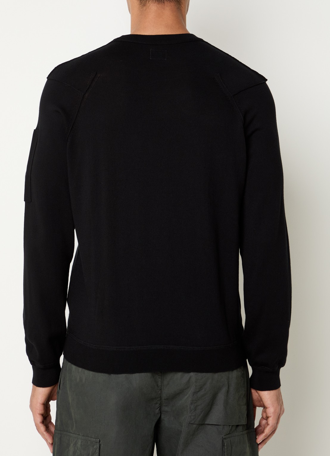C.P. Company Fijngebreide pullover met ronde hals - achterkant 3 zwart