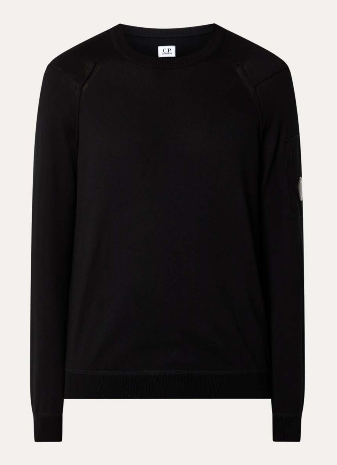 C.P. Company Fijngebreide pullover met ronde hals - voorkant zwart
