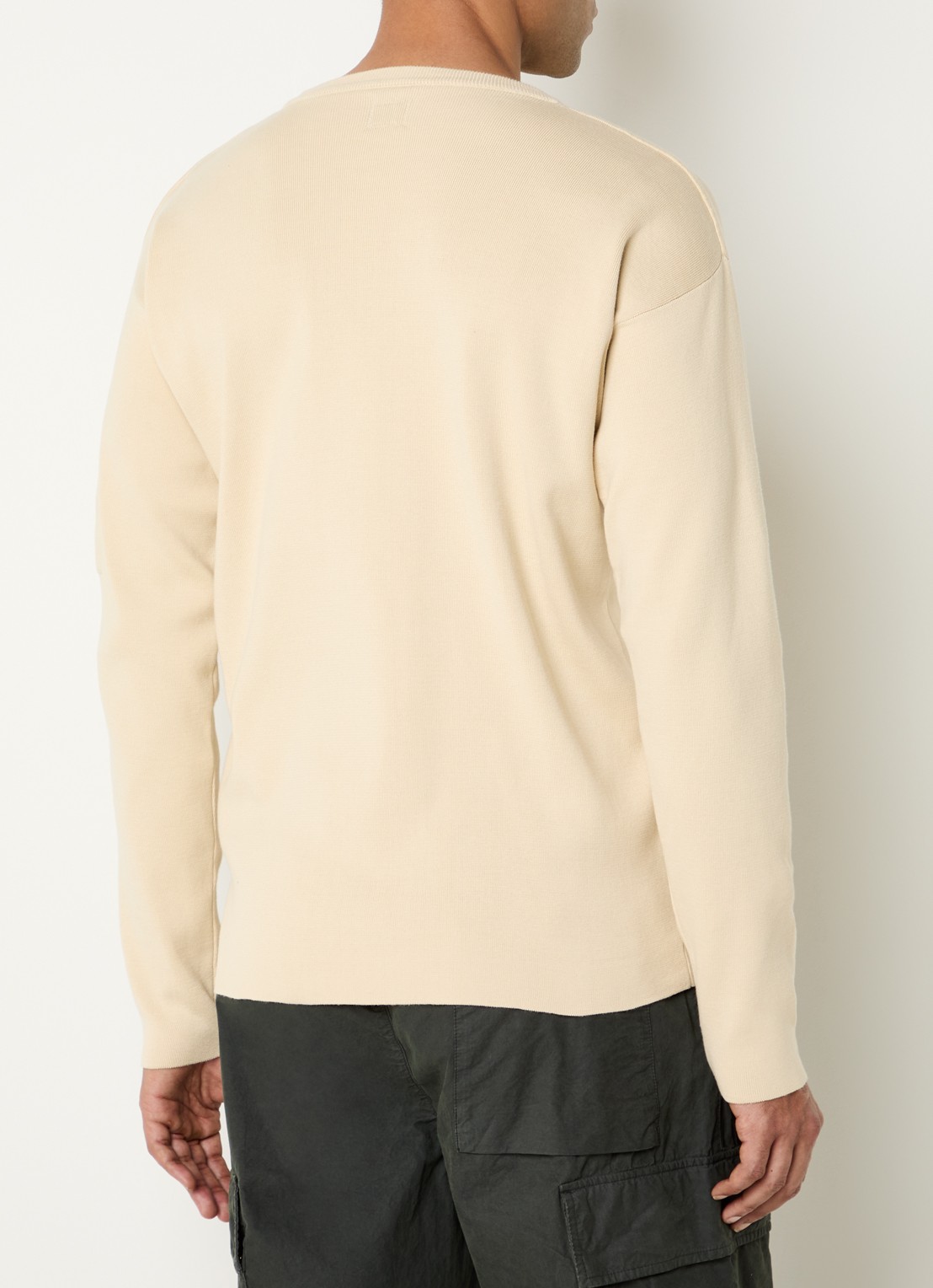 C.P. Company Fijngebreide trui met ronde hals - achterkant creme