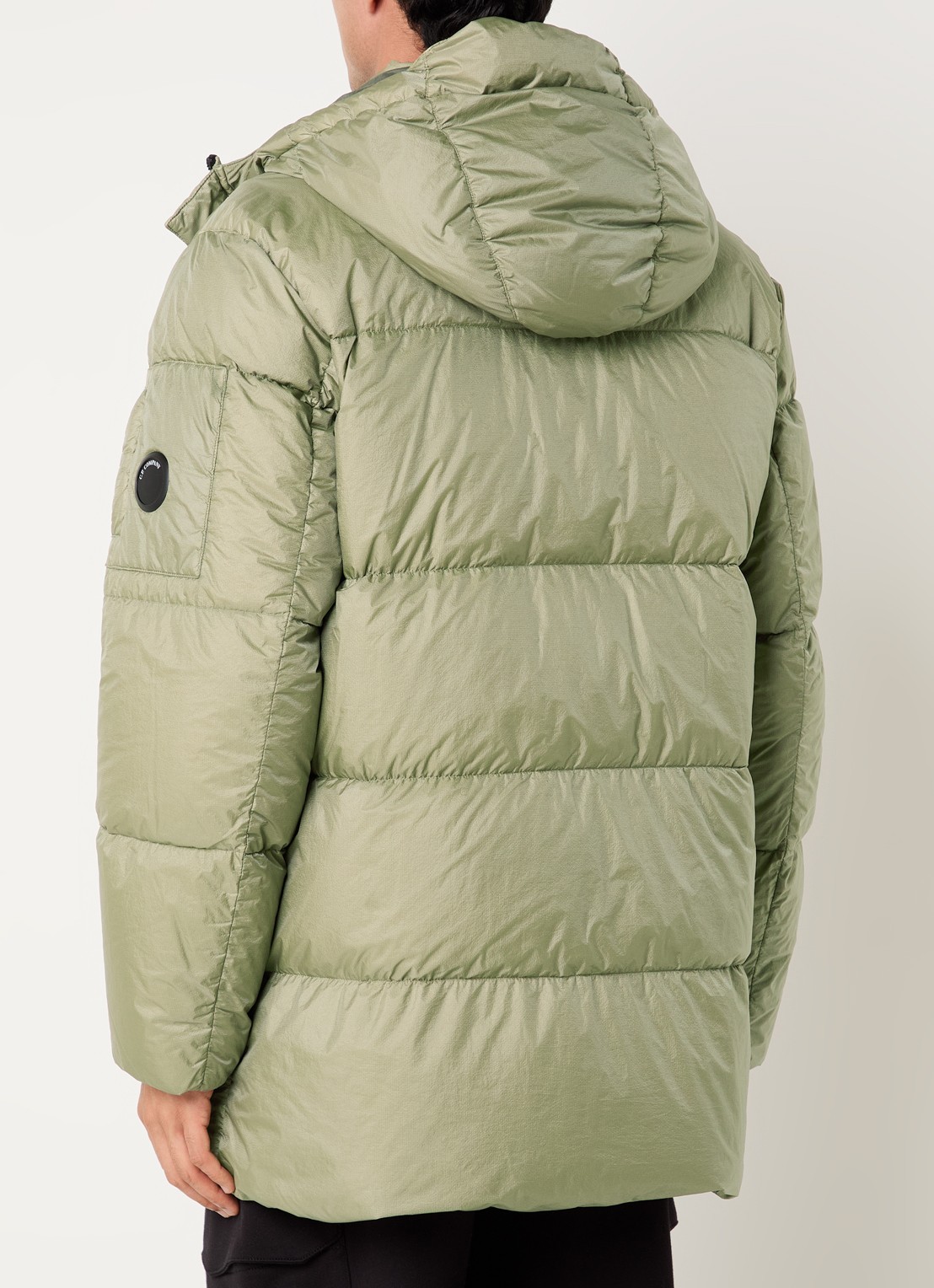 C.P. Company Gewatteerde parka met capuchon en donsvulling - achterkant khaki