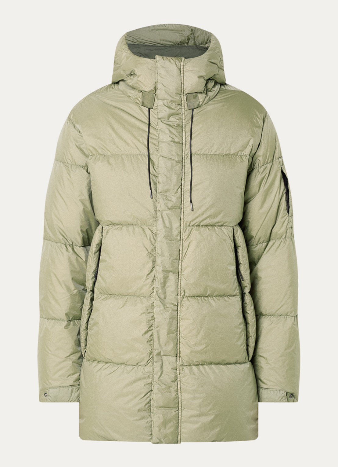 C.P. Company Gewatteerde parka met capuchon en donsvulling - voorkant 3 khaki