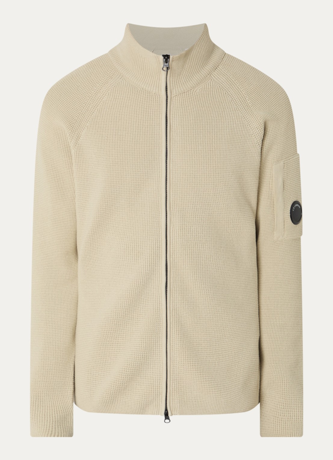 C.P. Company Grofgebreid vest met opstaande kraag - voorkant beige