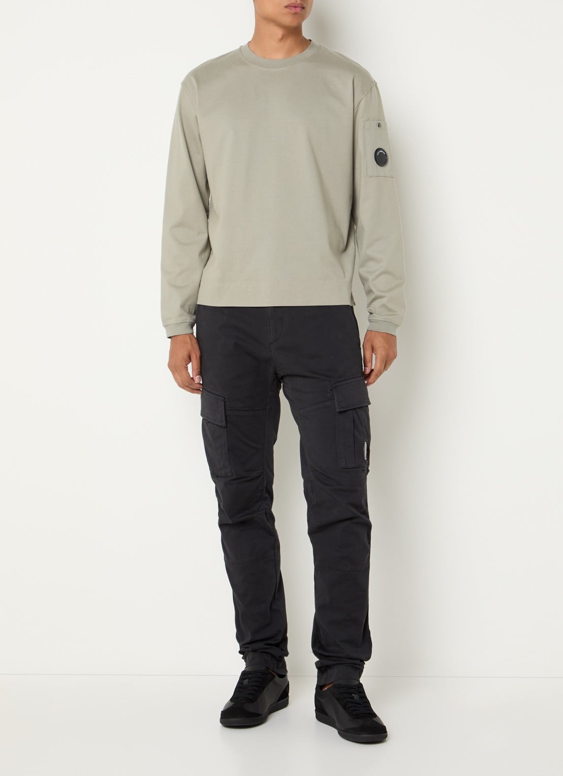 C.P. Company Longsleeve met logo - voorkant 3 khaki