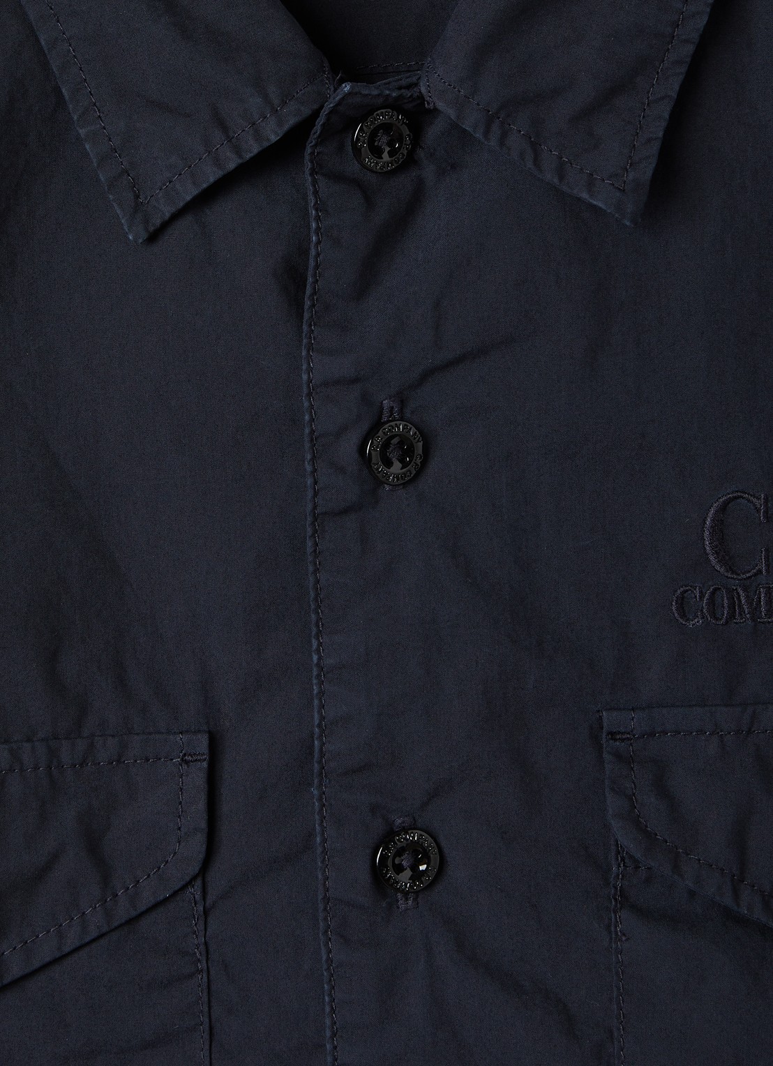 C.P. Company Overhemd met logoborduring - detail donkerblauw