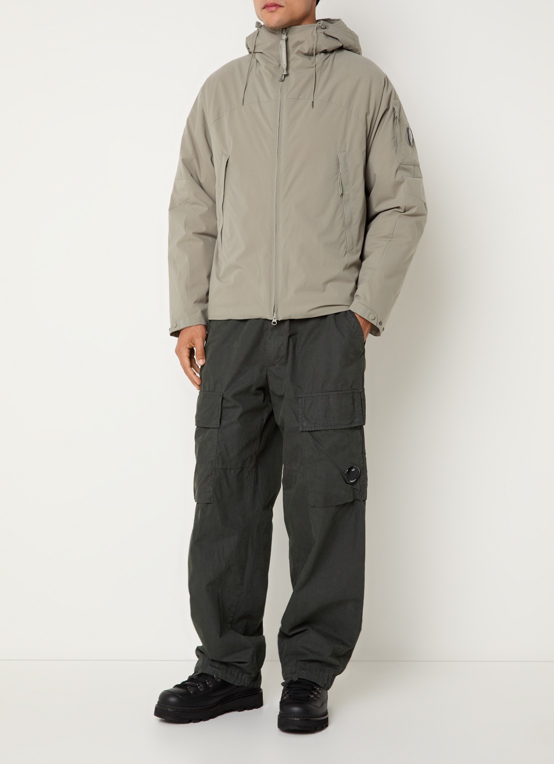 C.P. Company Pro-tek parka met ritszakken - voorkant 3 taupe