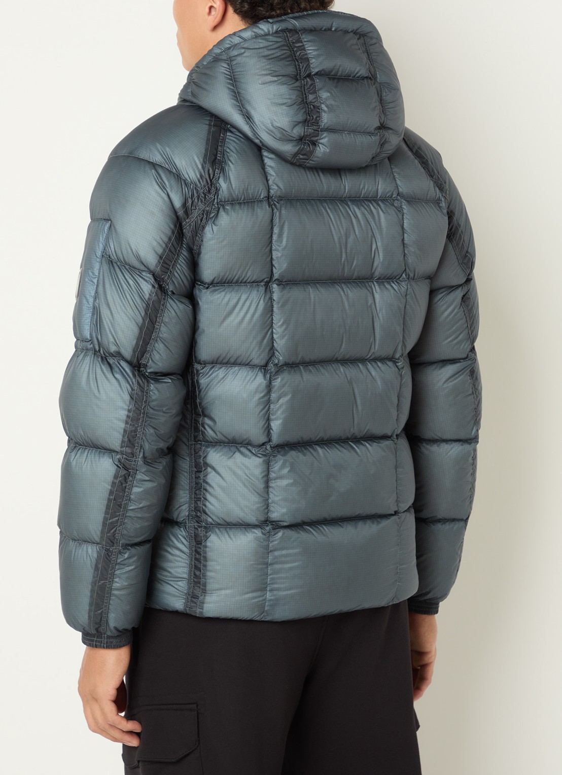 C.P. Company Puffer jack met ritszakken en capuchon - achterkant 2 blauw