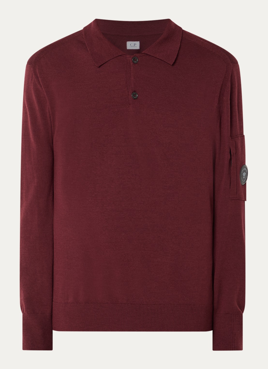 C.P. Company Regular fit polo in wolblend - voorkant 3 bordeauxrood
