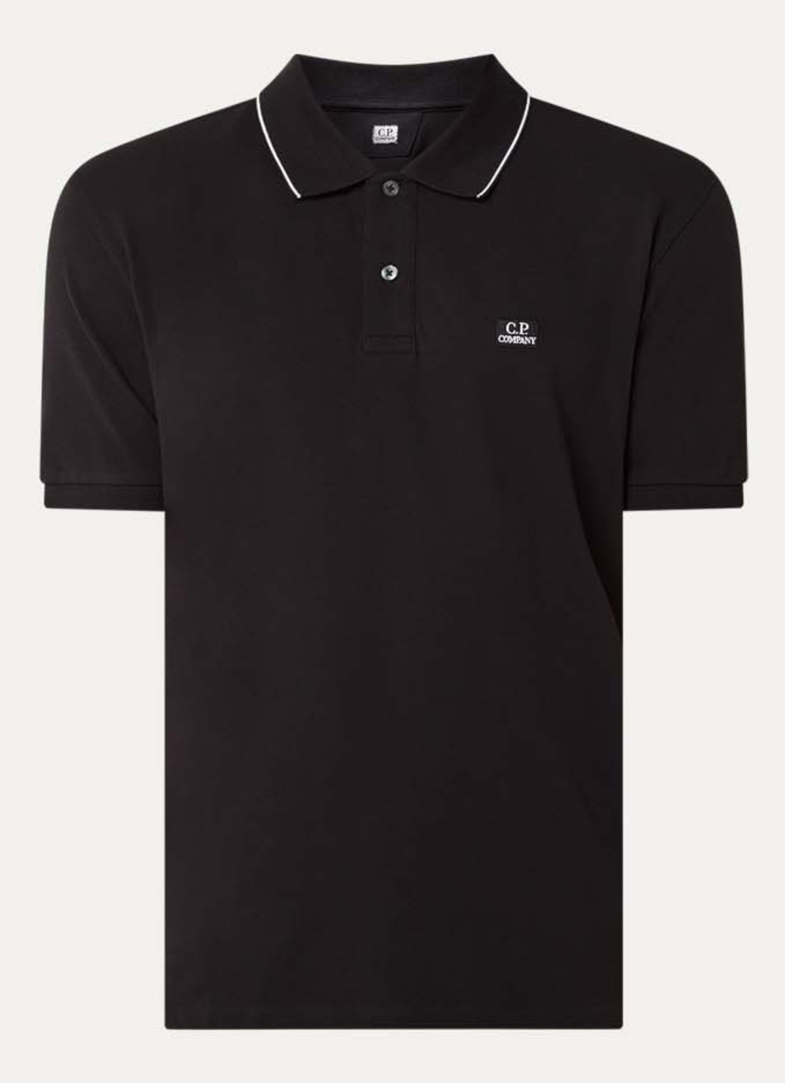 C.P. Company Regular fit polo met logo - voorkant 3 zwart