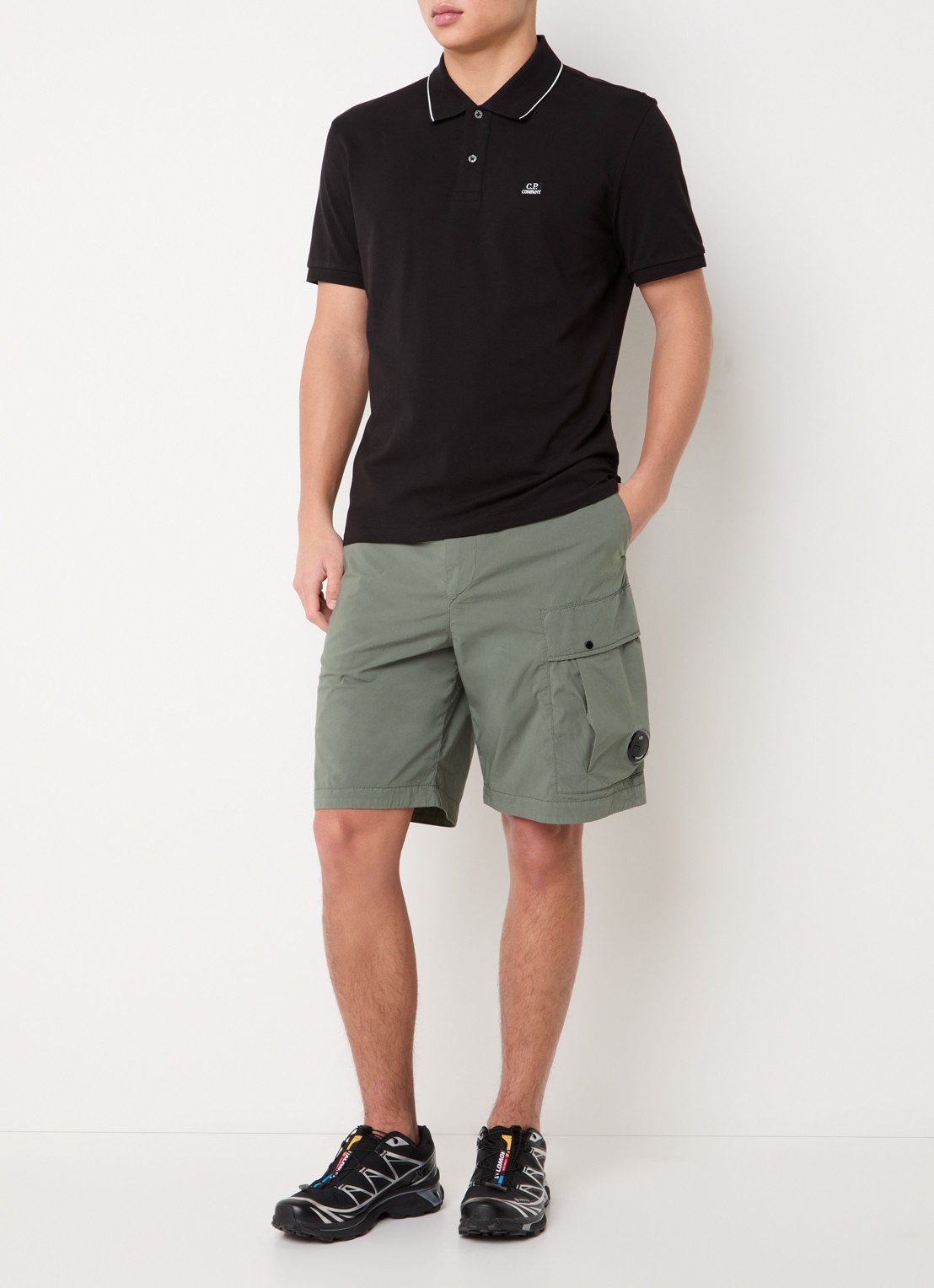 C.P. Company Regular fit polo met logo - voorkant 4 zwart