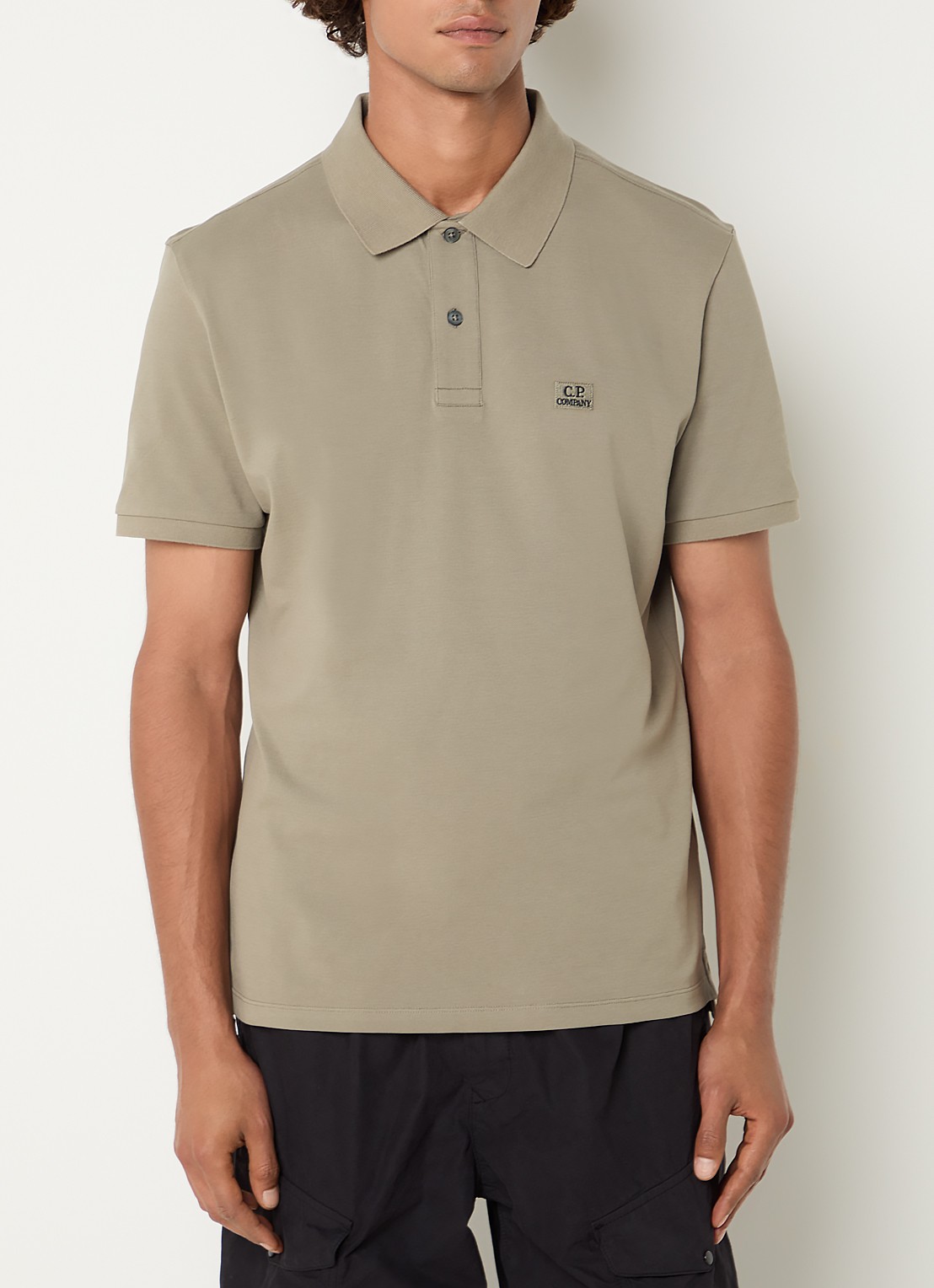 C.P. Company Regular fit polo met logo - detail taupe