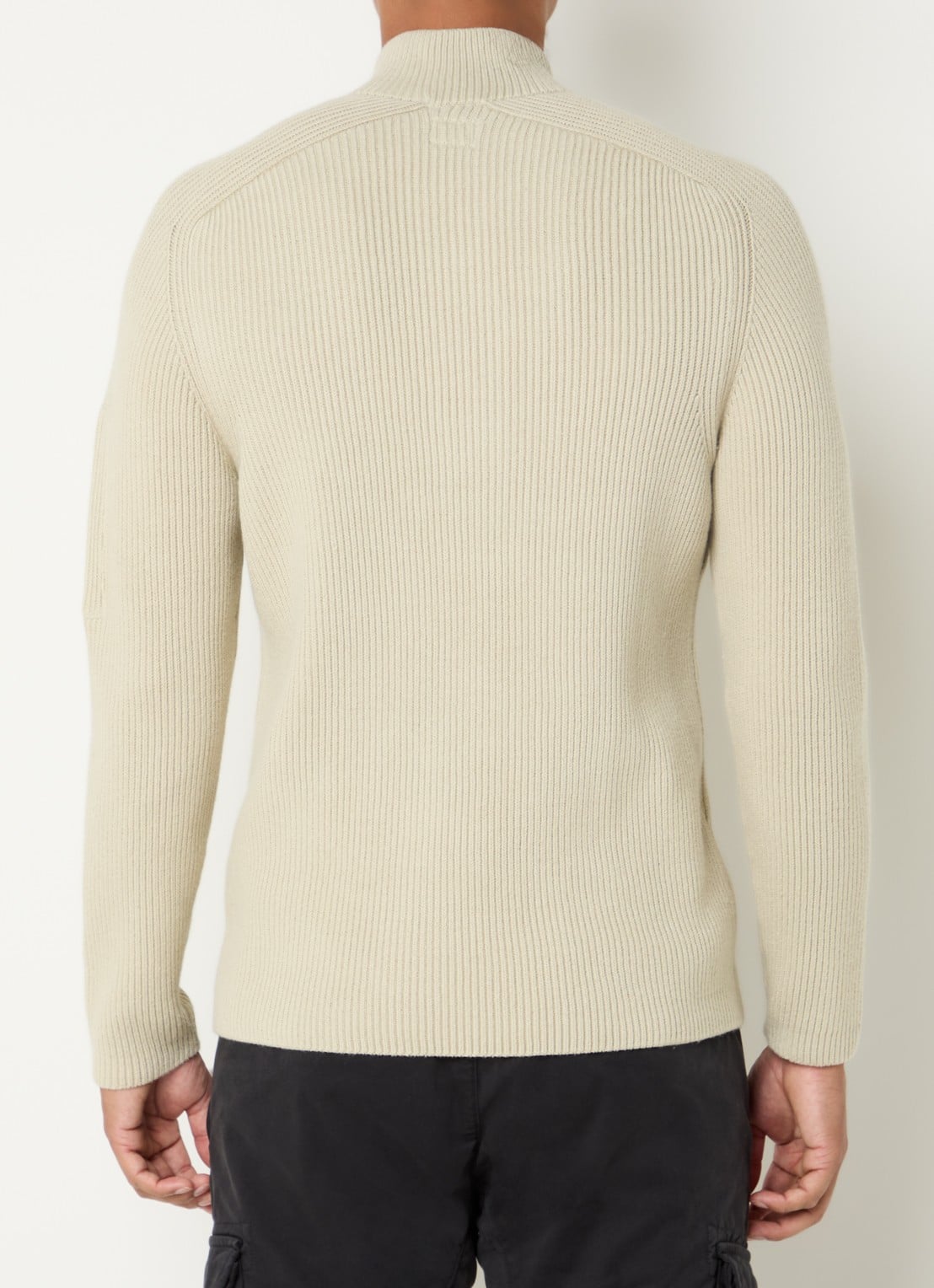 C.P. Company Ribgebreide trui met logo - achterkant 4 beige