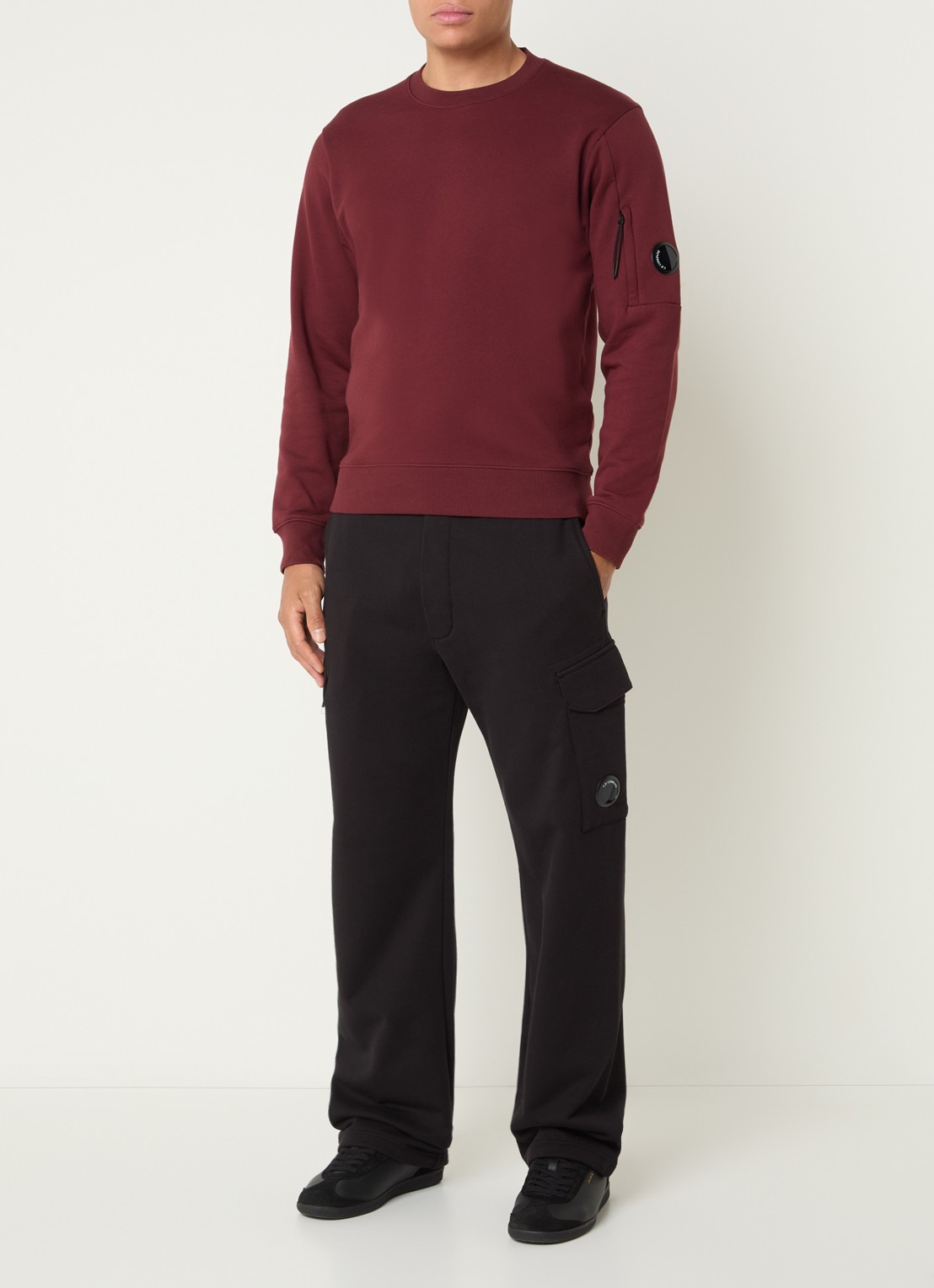 C.P. Company Sweater met logo - voorkant 2 bordeauxrood