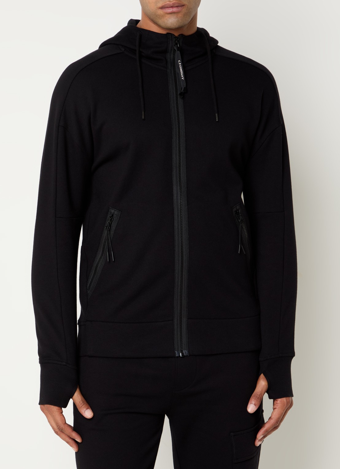 C.P. Company Sweatvest met capuchon en ritszakken - detail 3 zwart