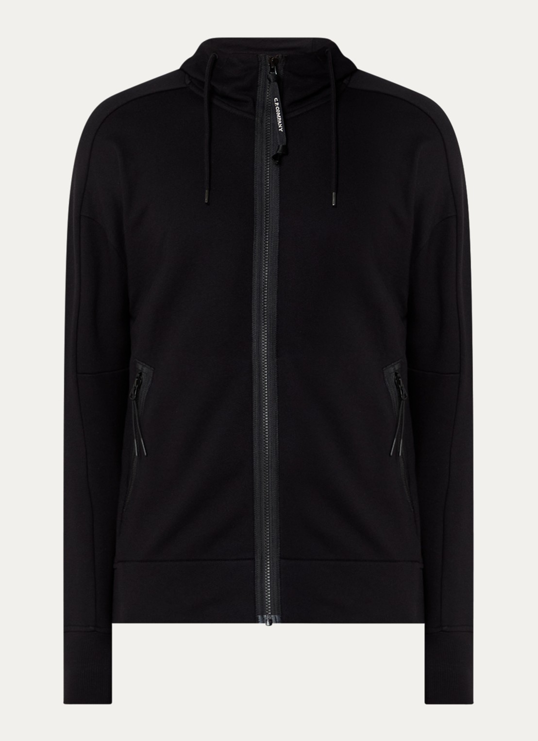 C.P. Company Sweatvest met capuchon en ritszakken - voorkant zwart