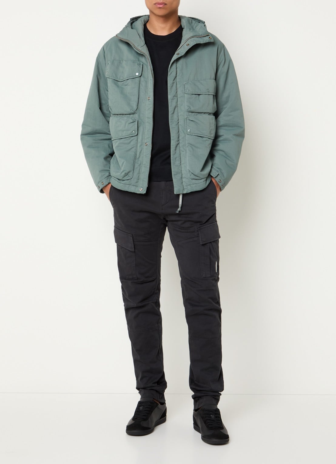C.P. Company T-Flatt parka met klepzakken - voorkant 2 zeegroen