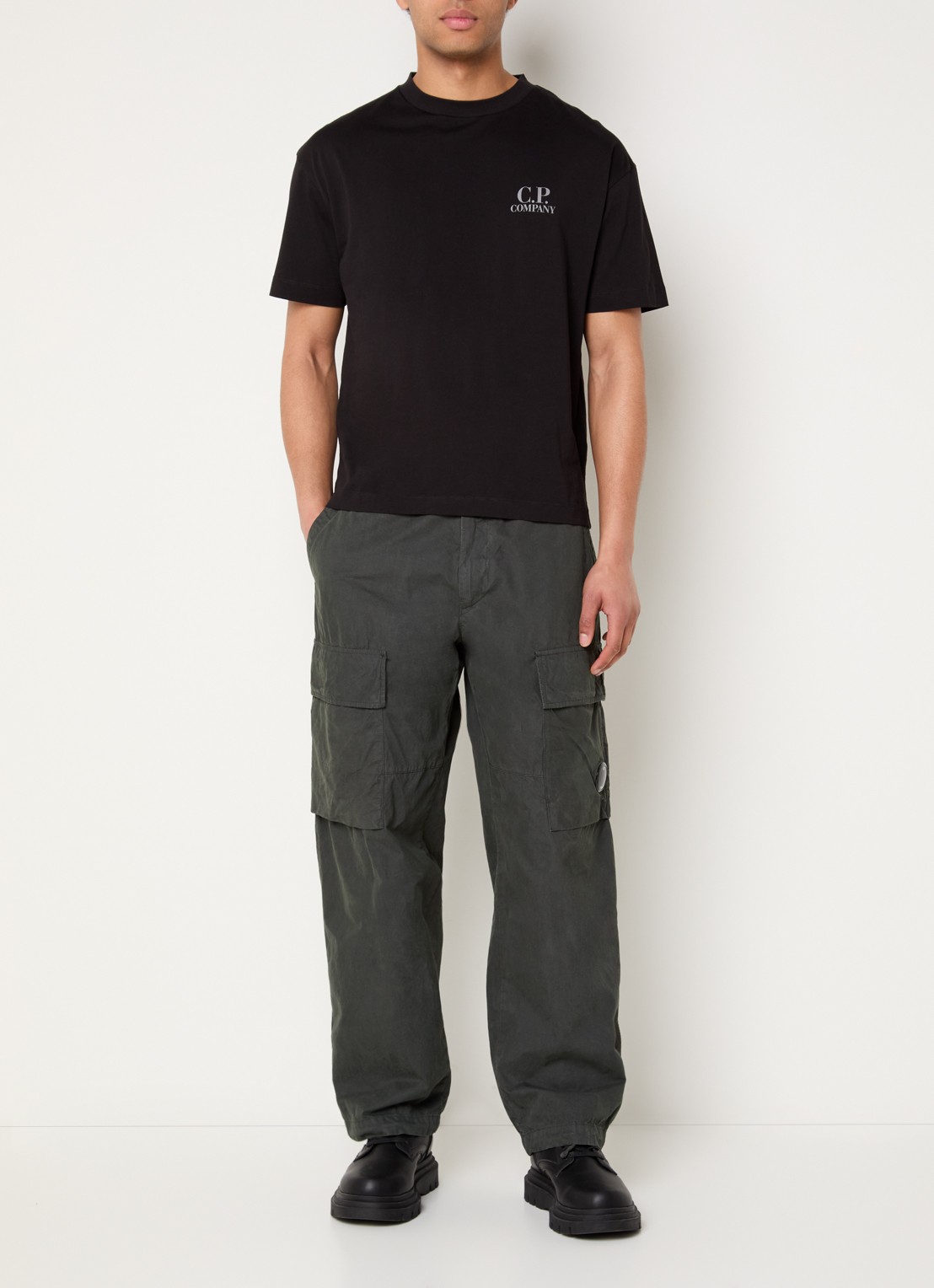C.P. Company T-shirt met logo- en backprint - voorkant 4 zwart