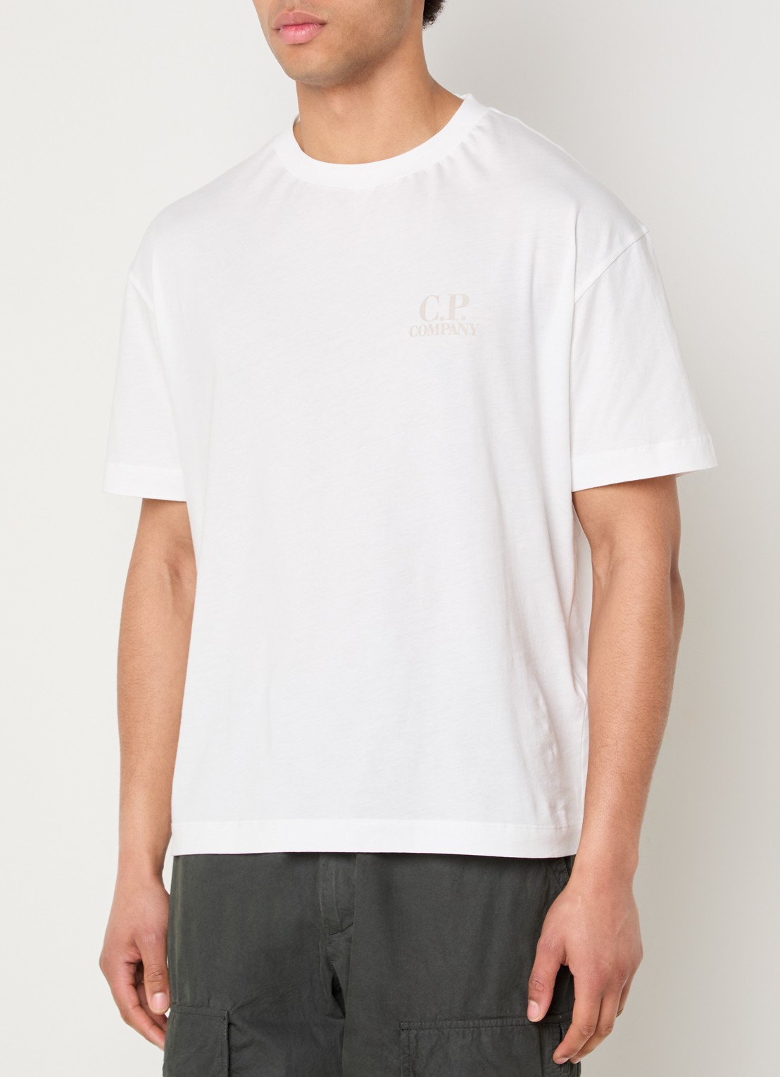 C.P. Company T-shirt met logo- en backprint - achterkant wit
