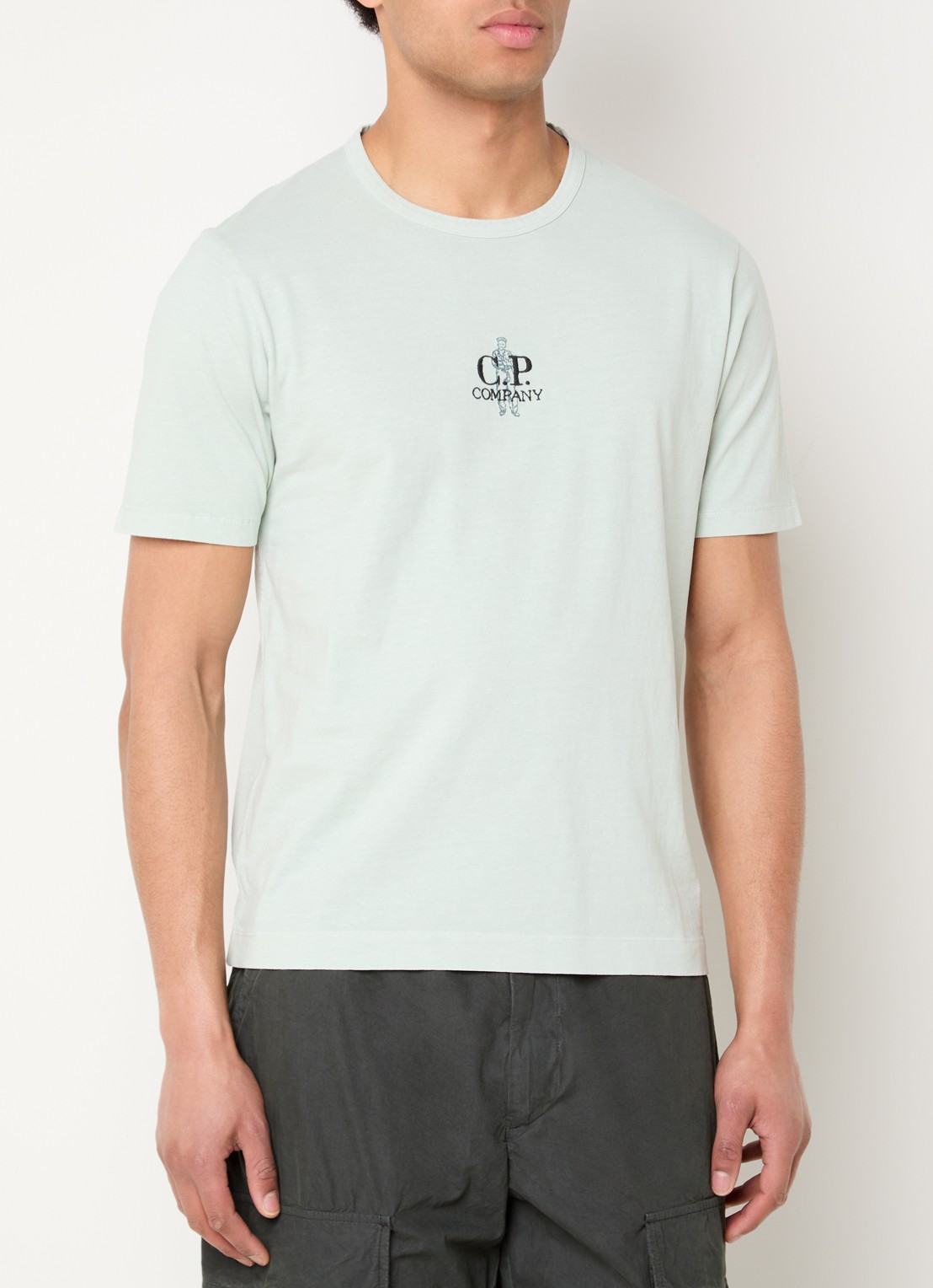 C.P. Company T-shirt met logo- en backprint - achterkant 4 lindegroen