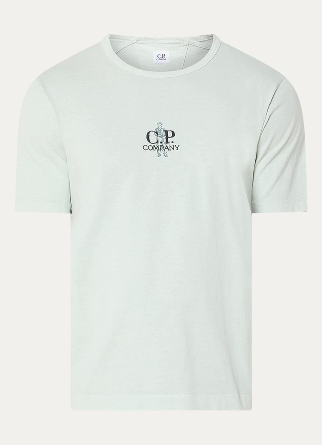 C.P. Company T-shirt met logo- en backprint - voorkant lindegroen