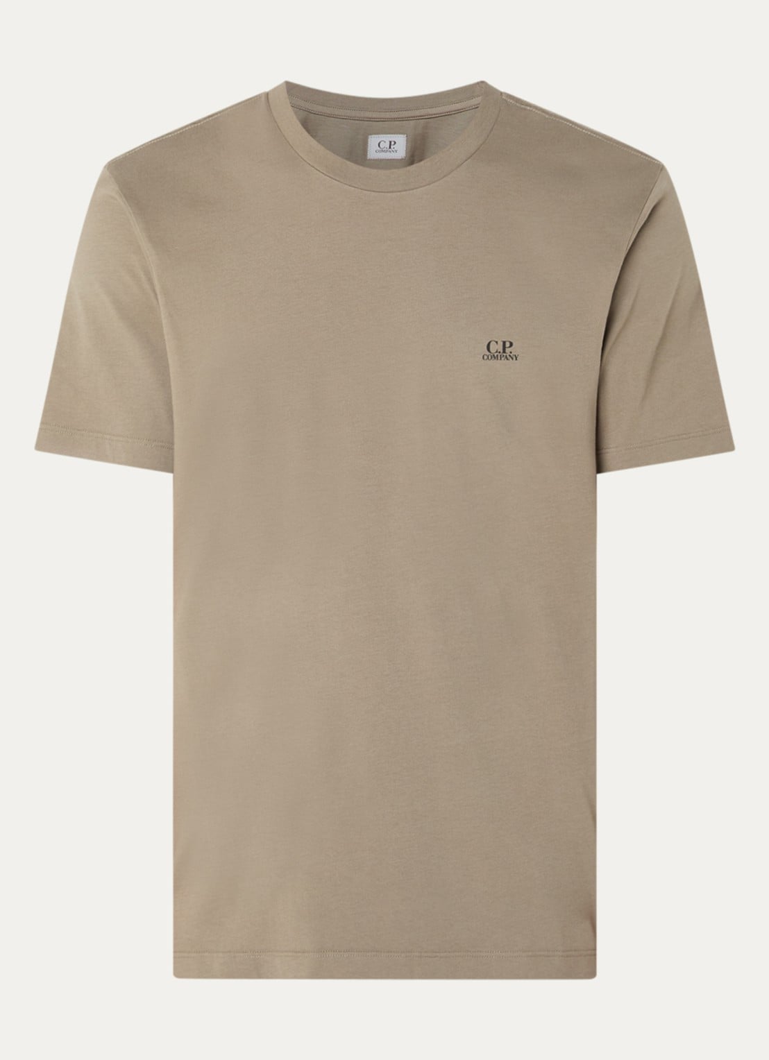 C.P. Company T-shirt met logo- en backprint - voorkant olijfgroen